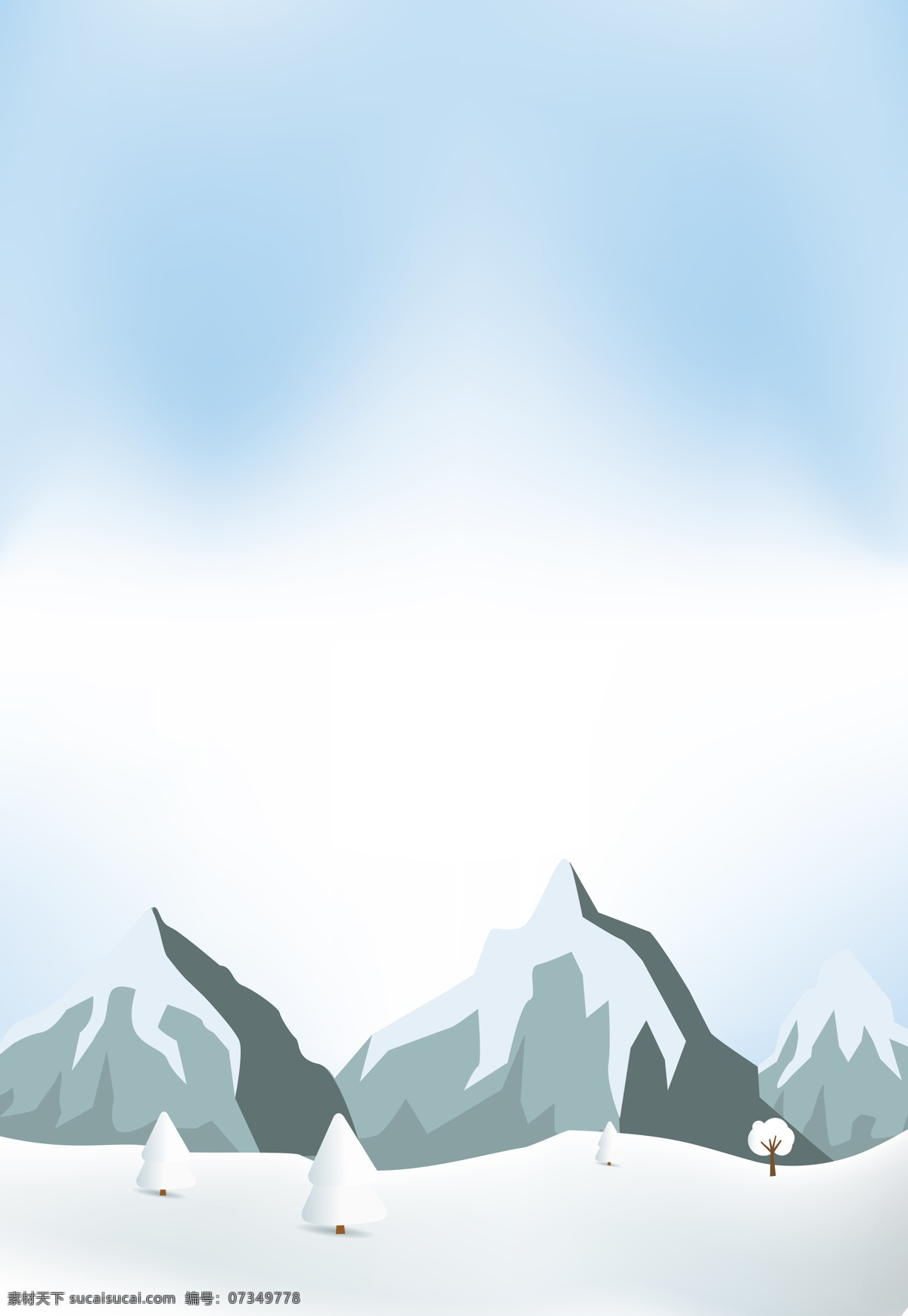 手绘 扁平 冬季 背景 远山 卡通 树木 雪地 冬天 简洁