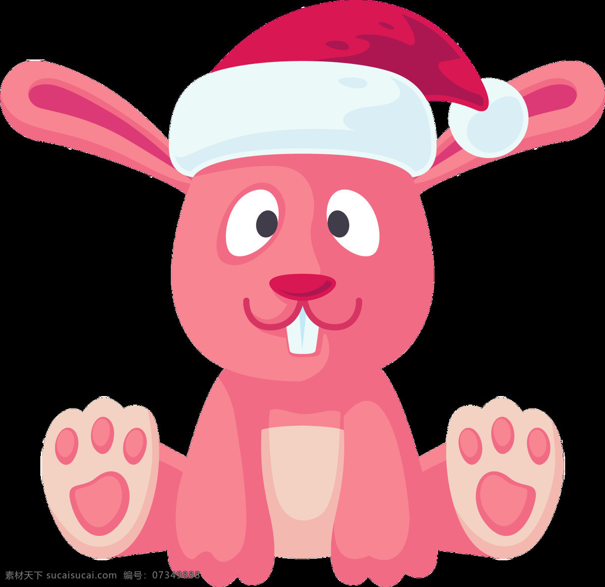 戴 圣诞 帽 坐 兔子 透明 卡通 粉红色 帽子 免扣素材 透明素材 牙齿 装饰图片