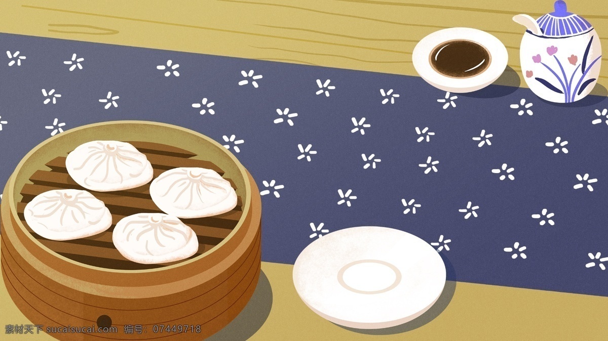 中华 美食 西安 灌 汤包 中华美食 灌汤包 包点 酱油 调味瓶 桌布 桌子 美食海报 背景