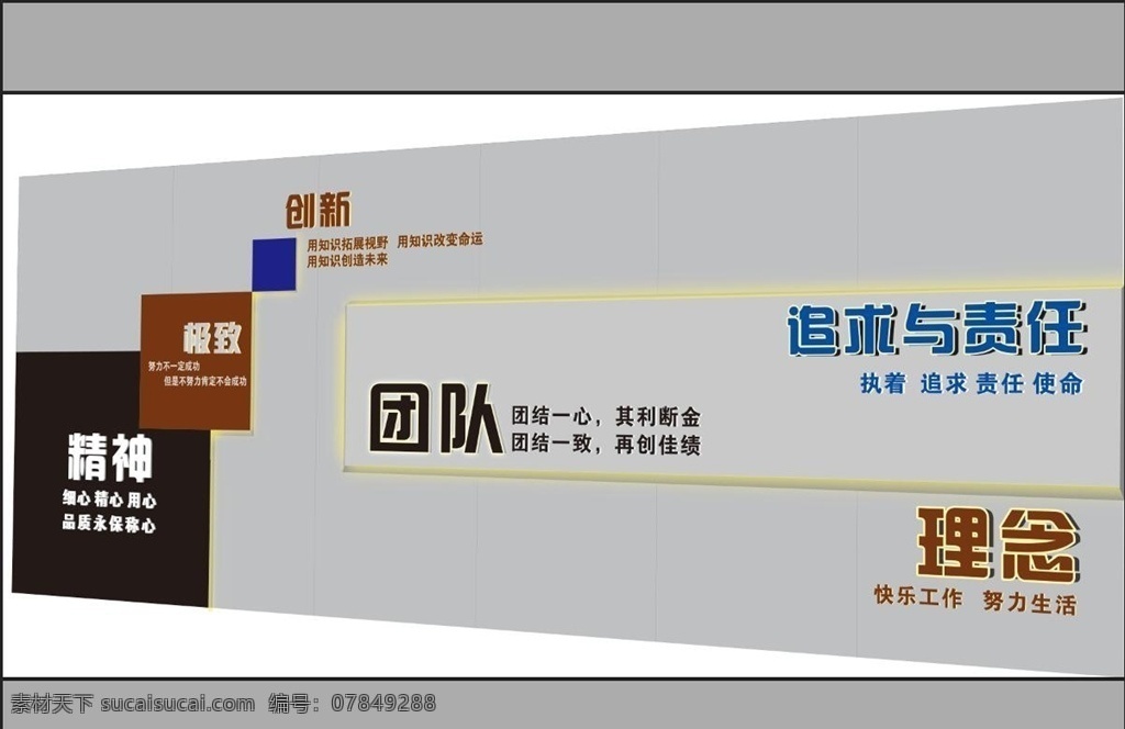 企业形象墙 团队 理念 精神 文化墙 室内广告设计
