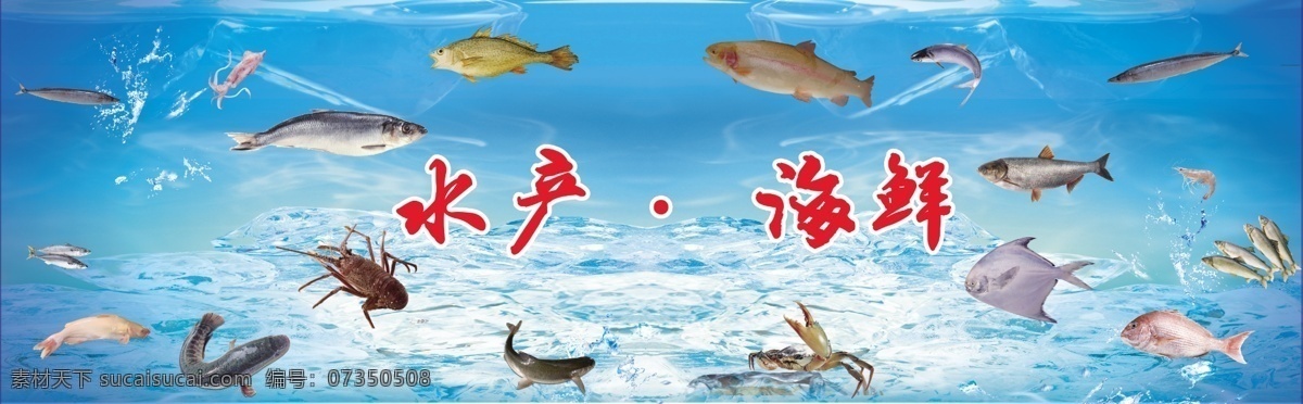 水产 海 鲜活 鱼 图板 墙 贴 海鲜 活鱼 墙贴 分层