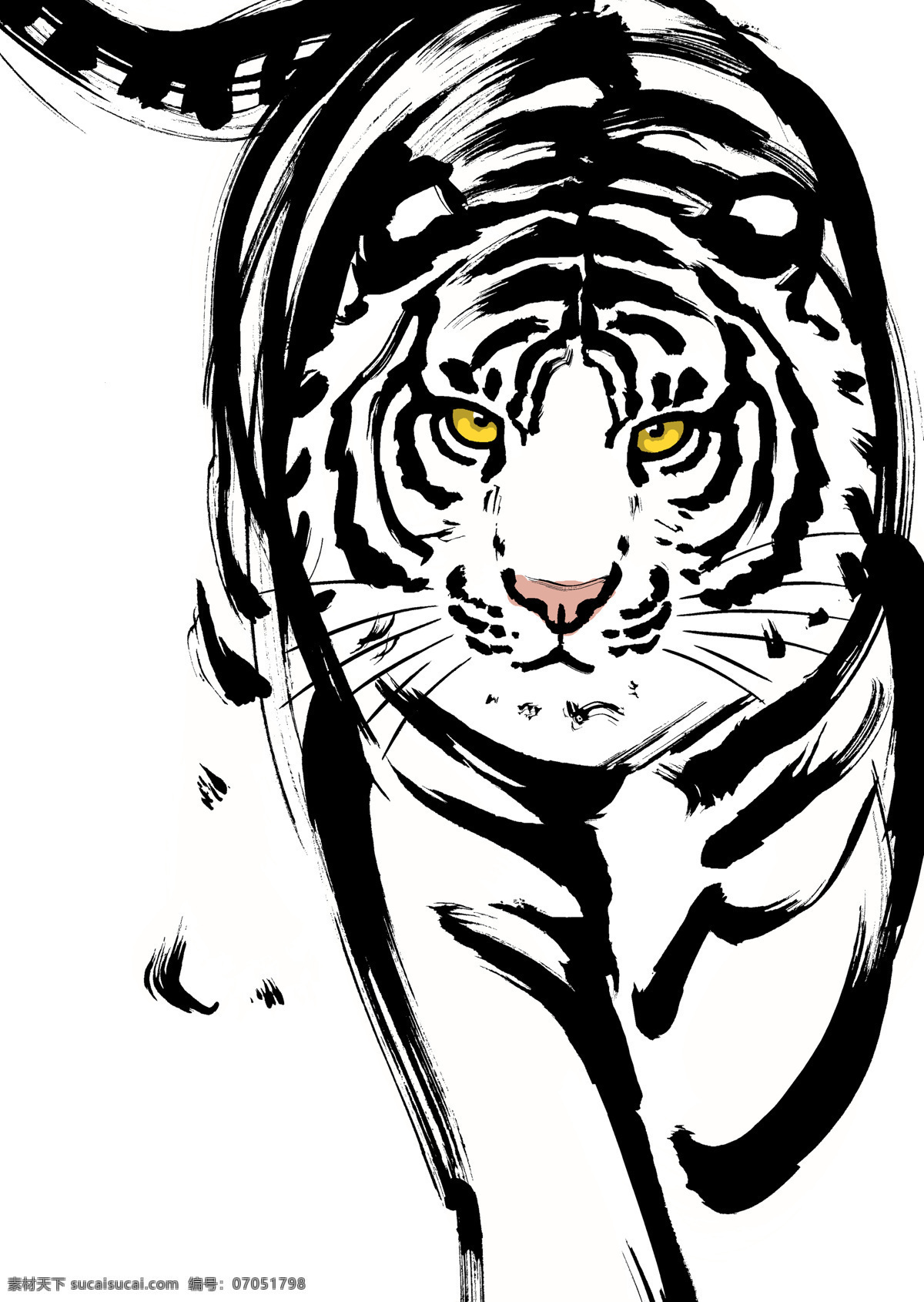 黑白 虎年 绘画 绘画书法 老虎 生肖 文化艺术 虎 设计素材 模板下载 绘画虎 画作