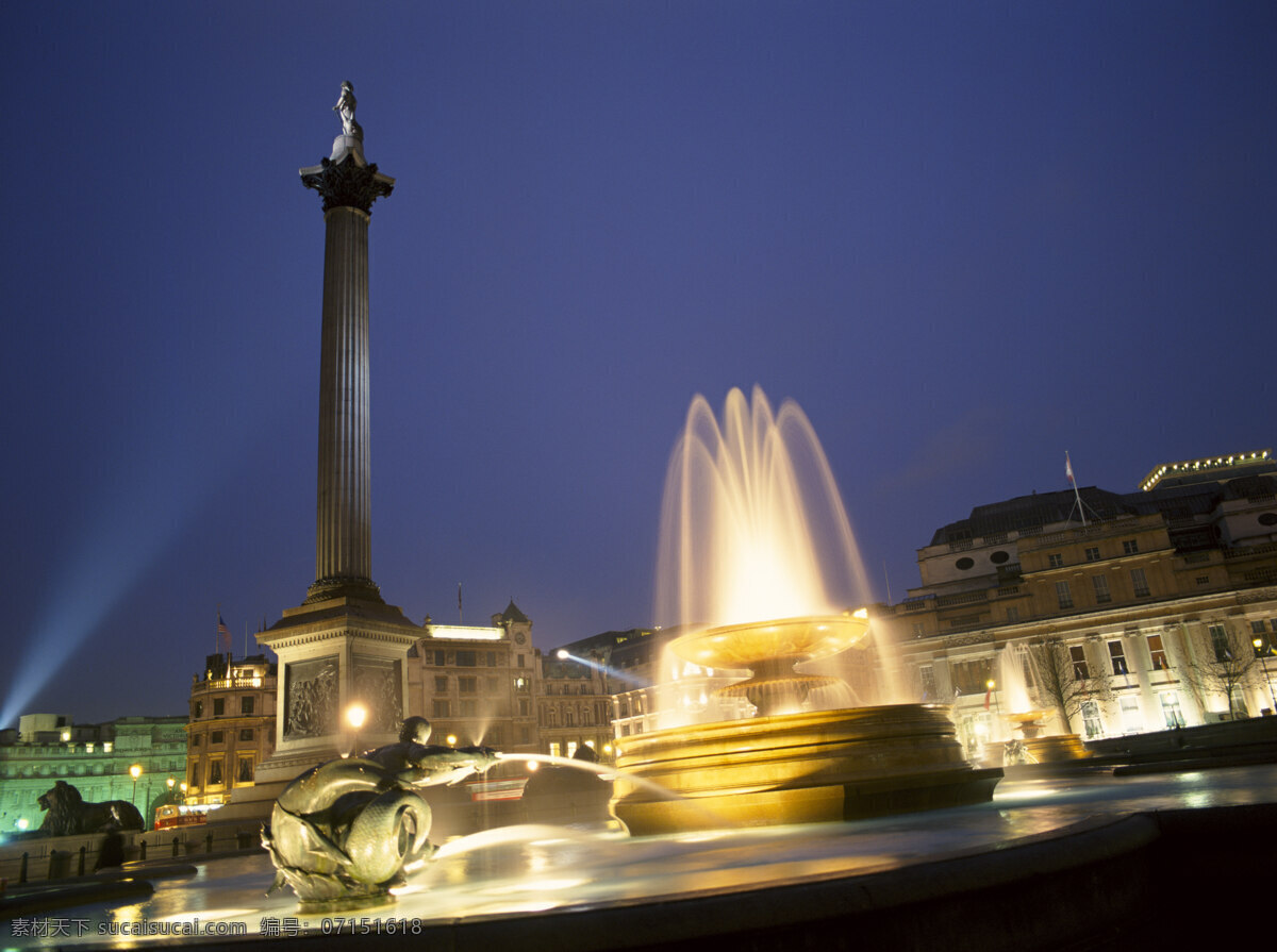 美丽 喷泉 城市 城市建筑 城市标识 英国 伦敦 现代城市 夜景 夜晚 灯光 城市风光 环境家居