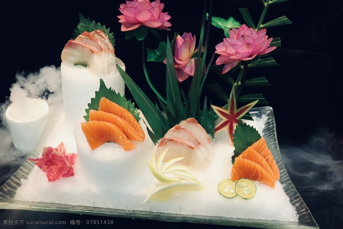三文鱼 拼 章 红鱼 刺身 日式 冰镇 章红鱼 美食系列 餐饮美食 传统美食