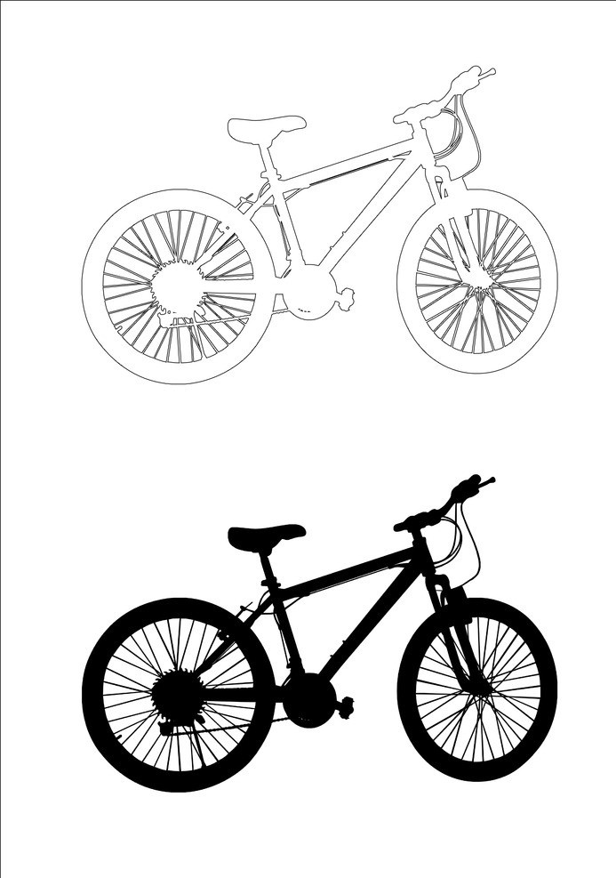 自行车 轮廓 剪影 模板下载 剪影模板下载 山地自行车 源文件 交通工具 现代科技 矢量