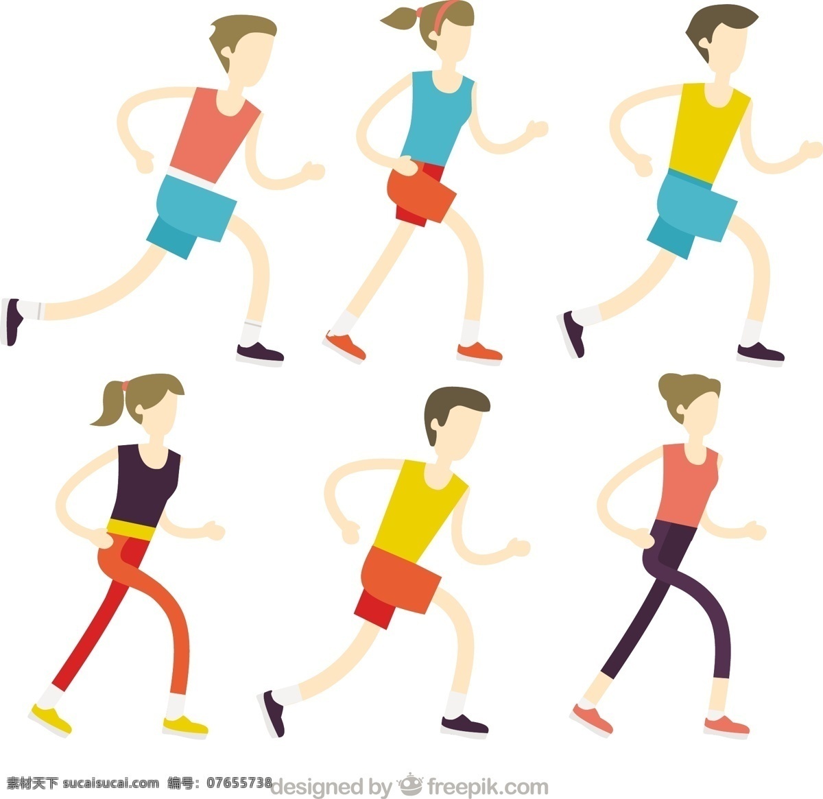 手绘 彩色 跑步 人 矢量 手绘彩色 跑步的人 矢量素材