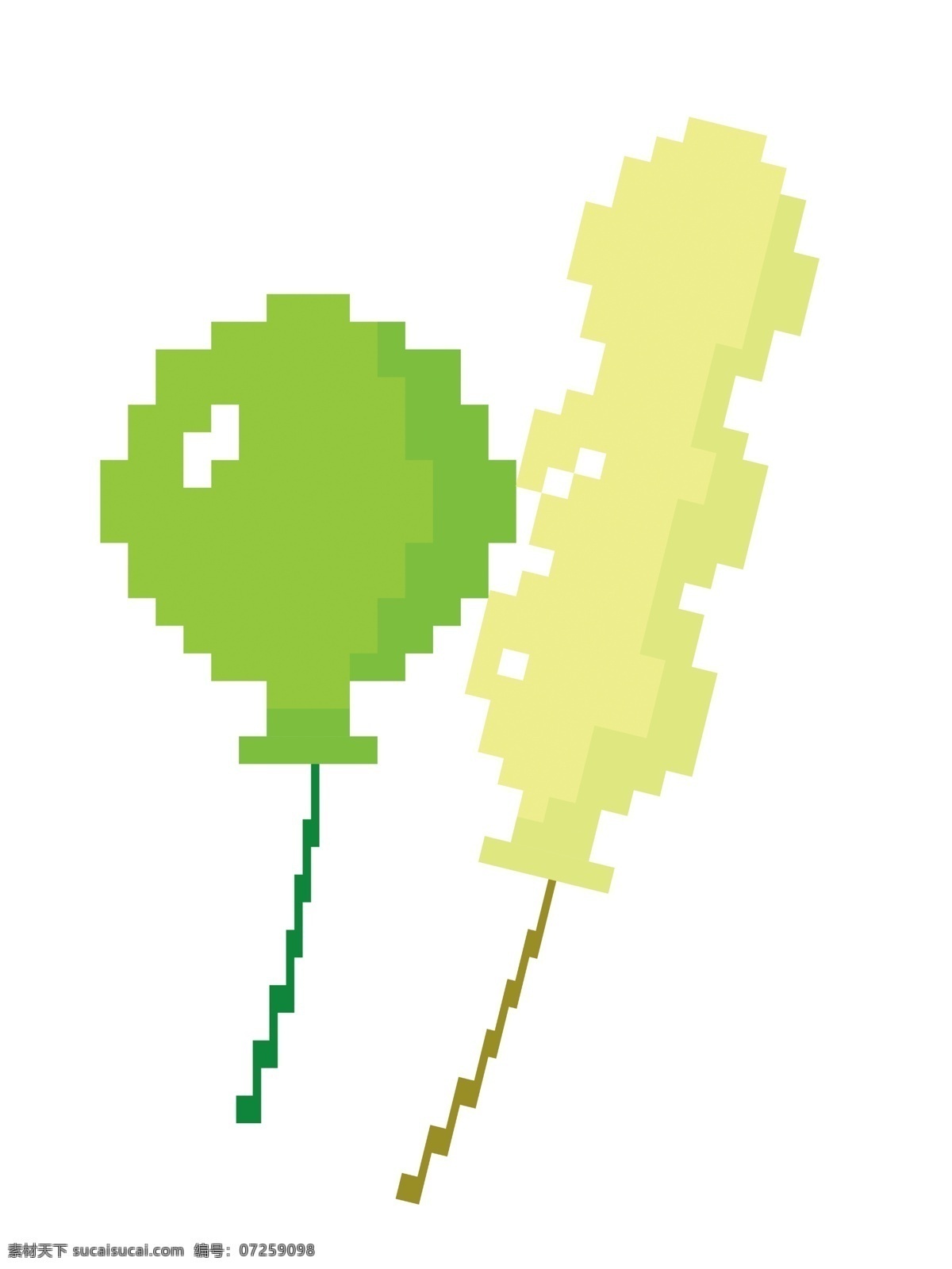 绿色 像素 气球 插画 像素的气球 卡通插画 像素插画 像素小物 像素物品 模糊像素 绿色的气球