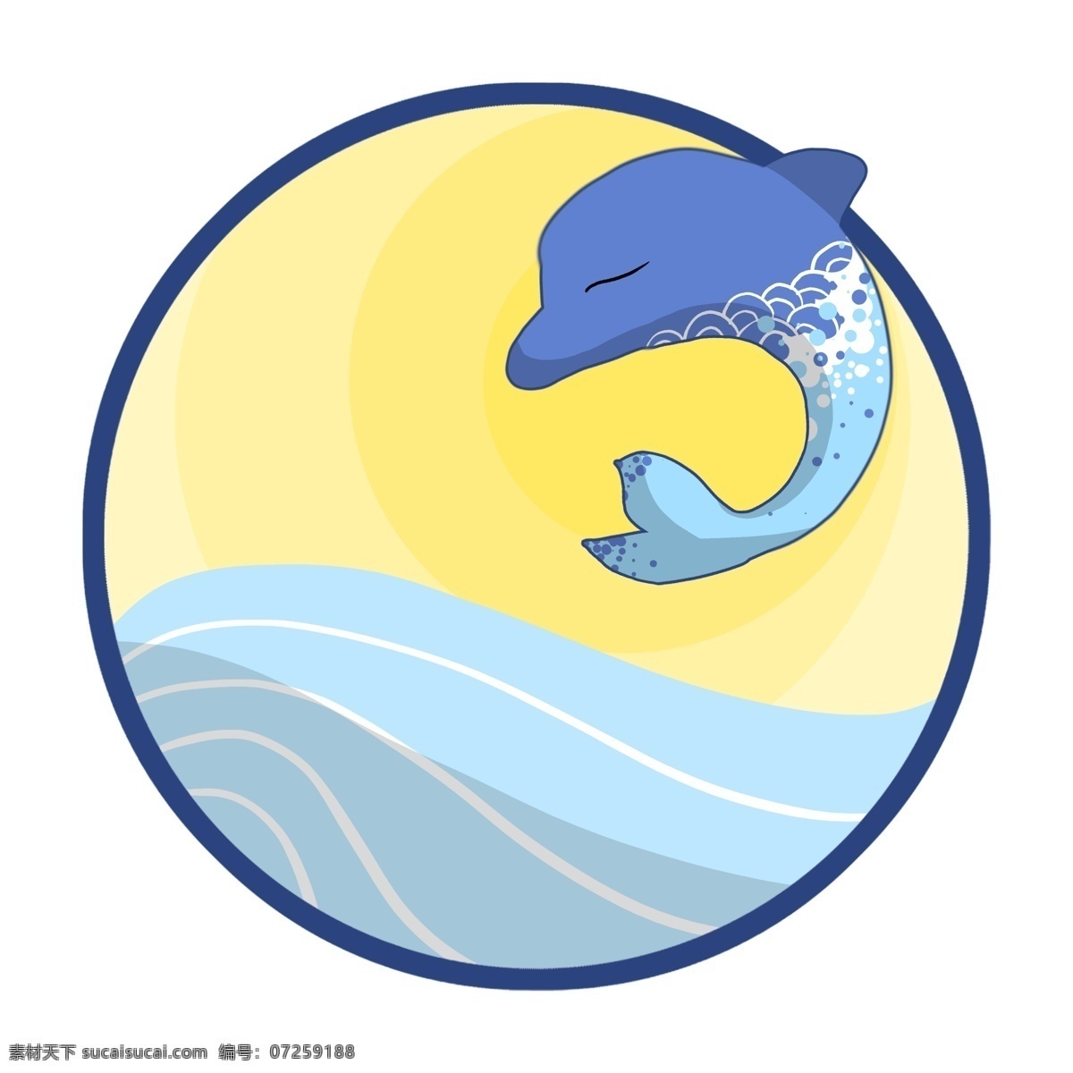 创意边框 海豚 海浪 黄色