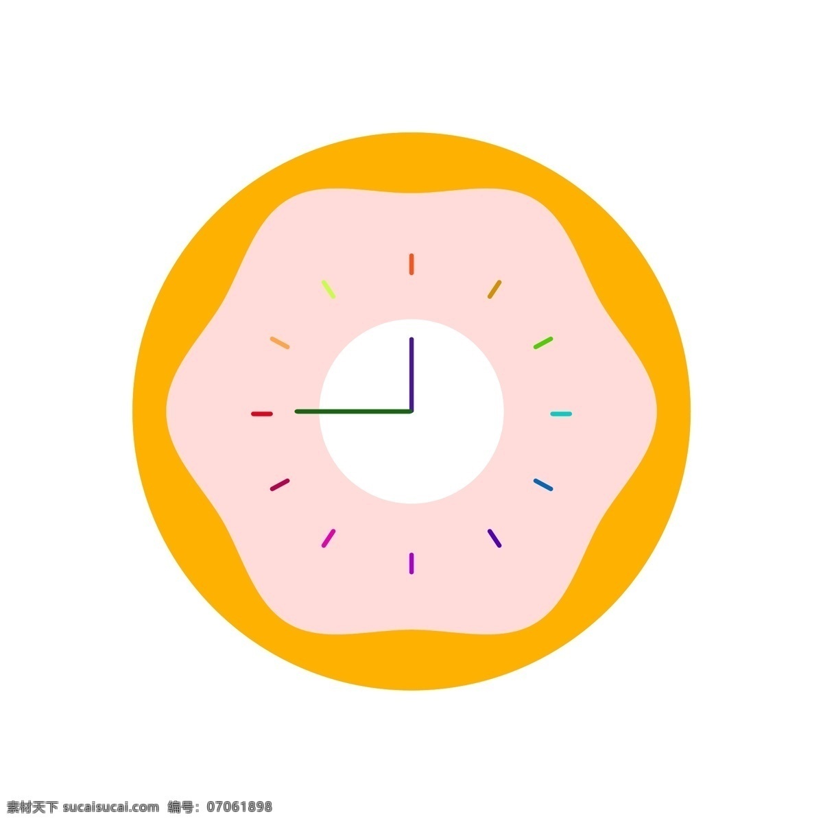 甜甜 圈 时钟 矢量 元素 卡通时钟 甜甜圈时钟 背景装饰 挂饰 钟表 矢量图