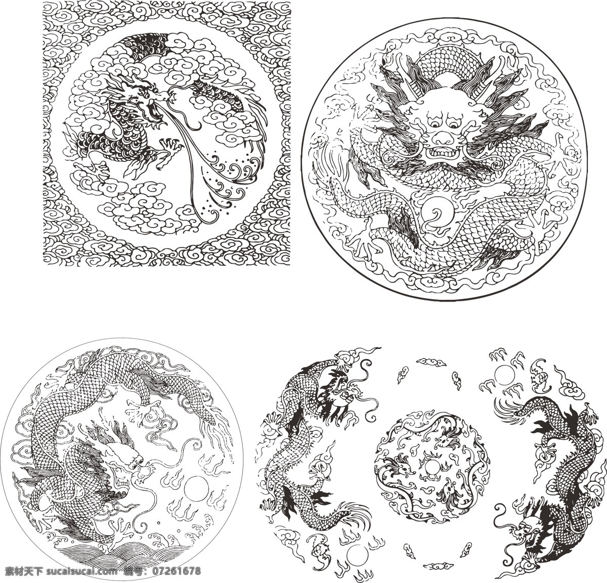 中国 龙 高清 文件 矢量图 龙的矢量图 龙矢量图 双龙 双龙戏珠 双龙矢量图