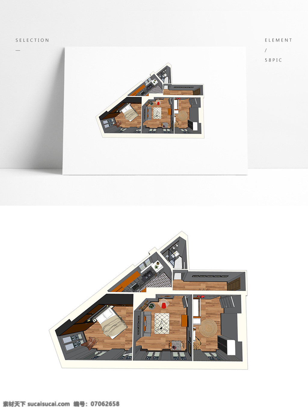 su 小 户型 全景 模型 室内空间设计 住宅室内设计 样板房 透视 3d模型 su模型 草图大师模型 家具模型