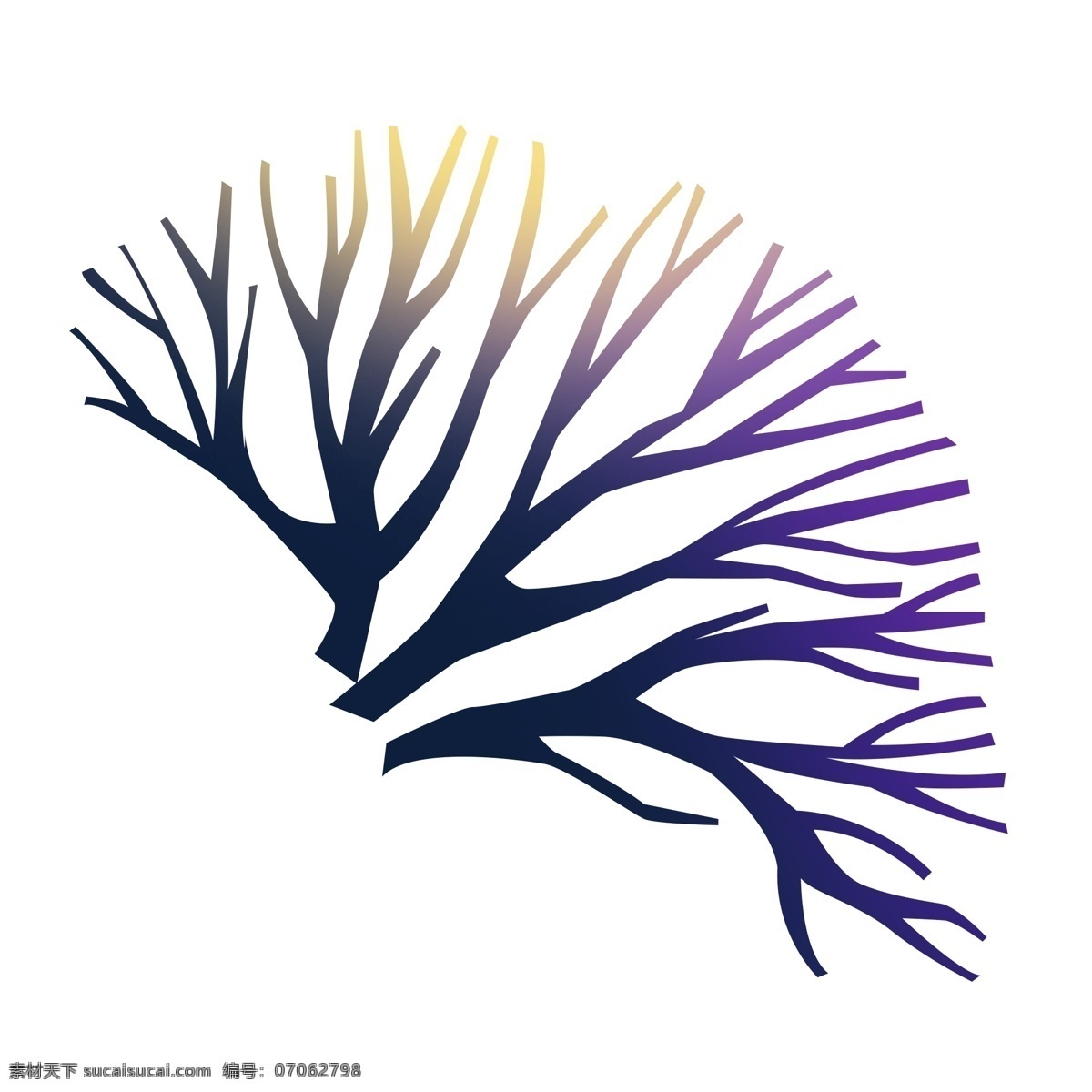 手绘 冬季 树枝 卡通 透明 树木 小树 水彩 叶子 浪漫 唯美 清雅 装饰图案