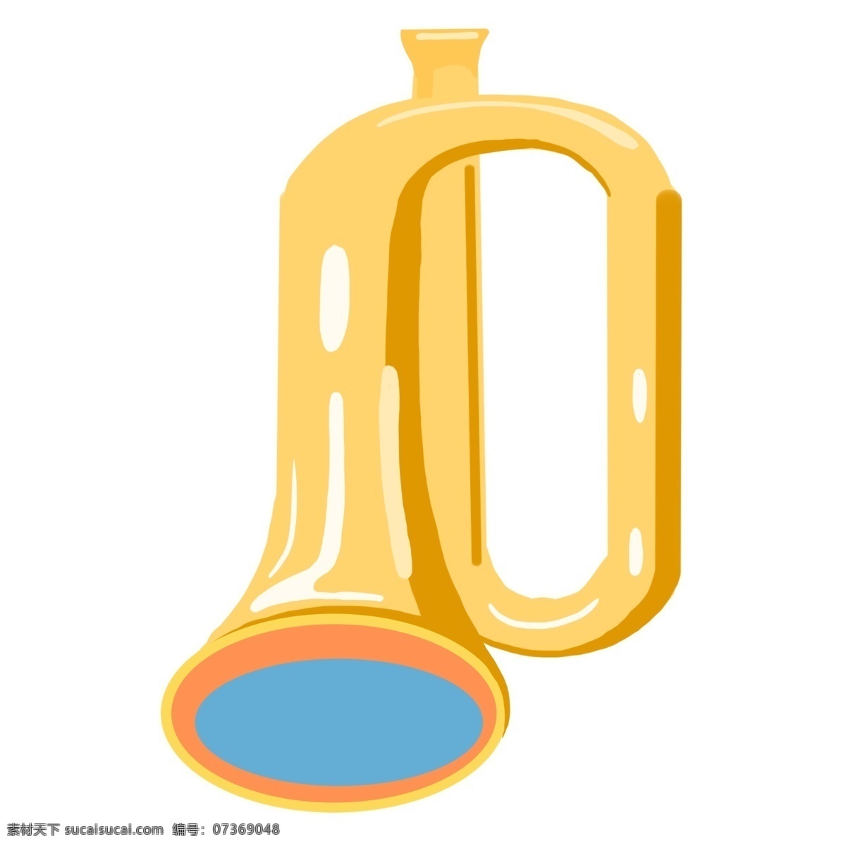 金色 乐器 喇叭 插画 金色的喇叭 卡通插画 乐器插画 表演乐器 演奏乐器 中国风乐器 黄色的喇叭