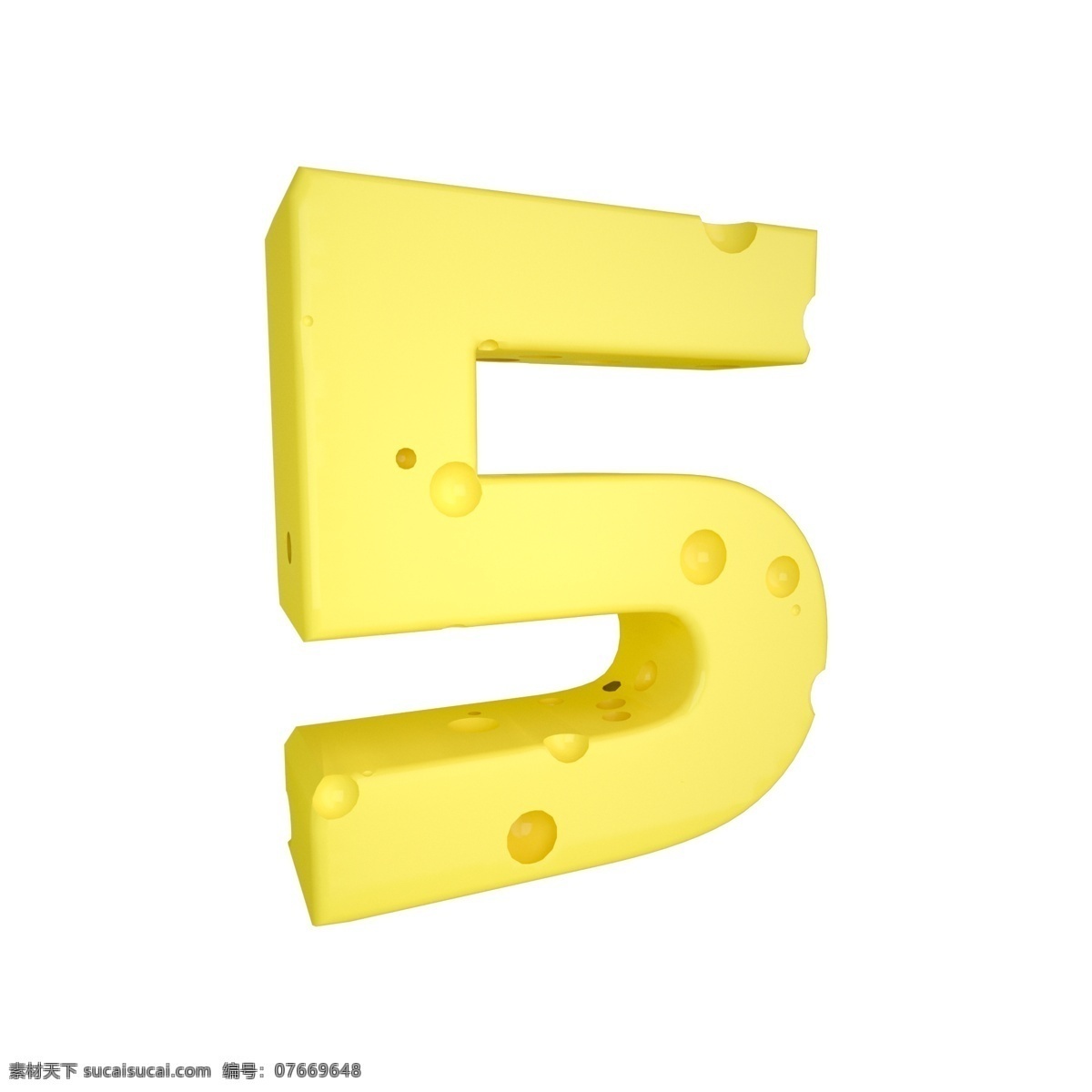 c4d 创意 奶酪 数字 装饰 3d 黄色 立体 食物 平面海报配图 电商淘宝装饰 可爱 柔和 数字5