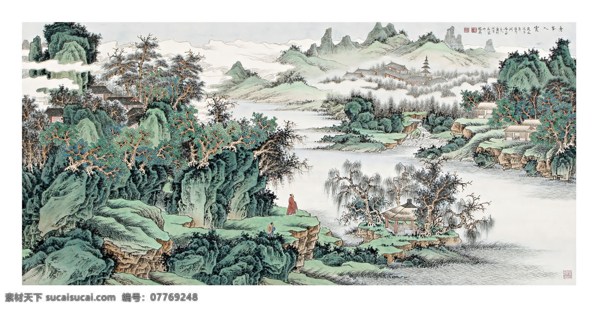 山水风景 国画 水墨画 名画 山水画 风景写意画 中国画 绘画艺术 装饰画 挂画 书画文字 文化艺术