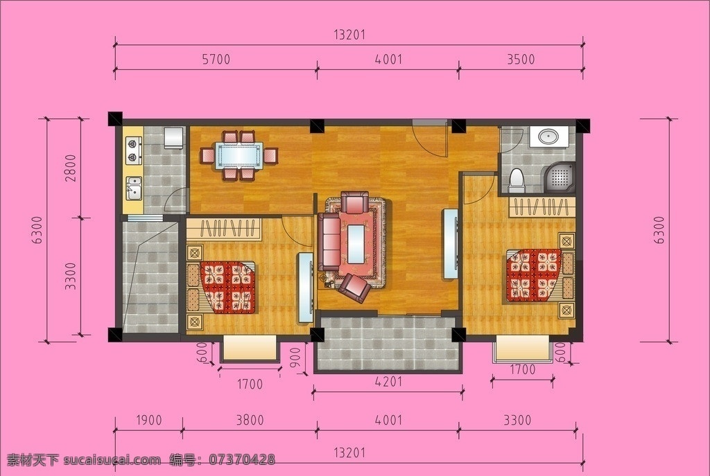 彩色平面图 户型图 房屋图 广告设计模板 家居图 装修图 卧室 客厅图 室内设计 建筑家居 矢量