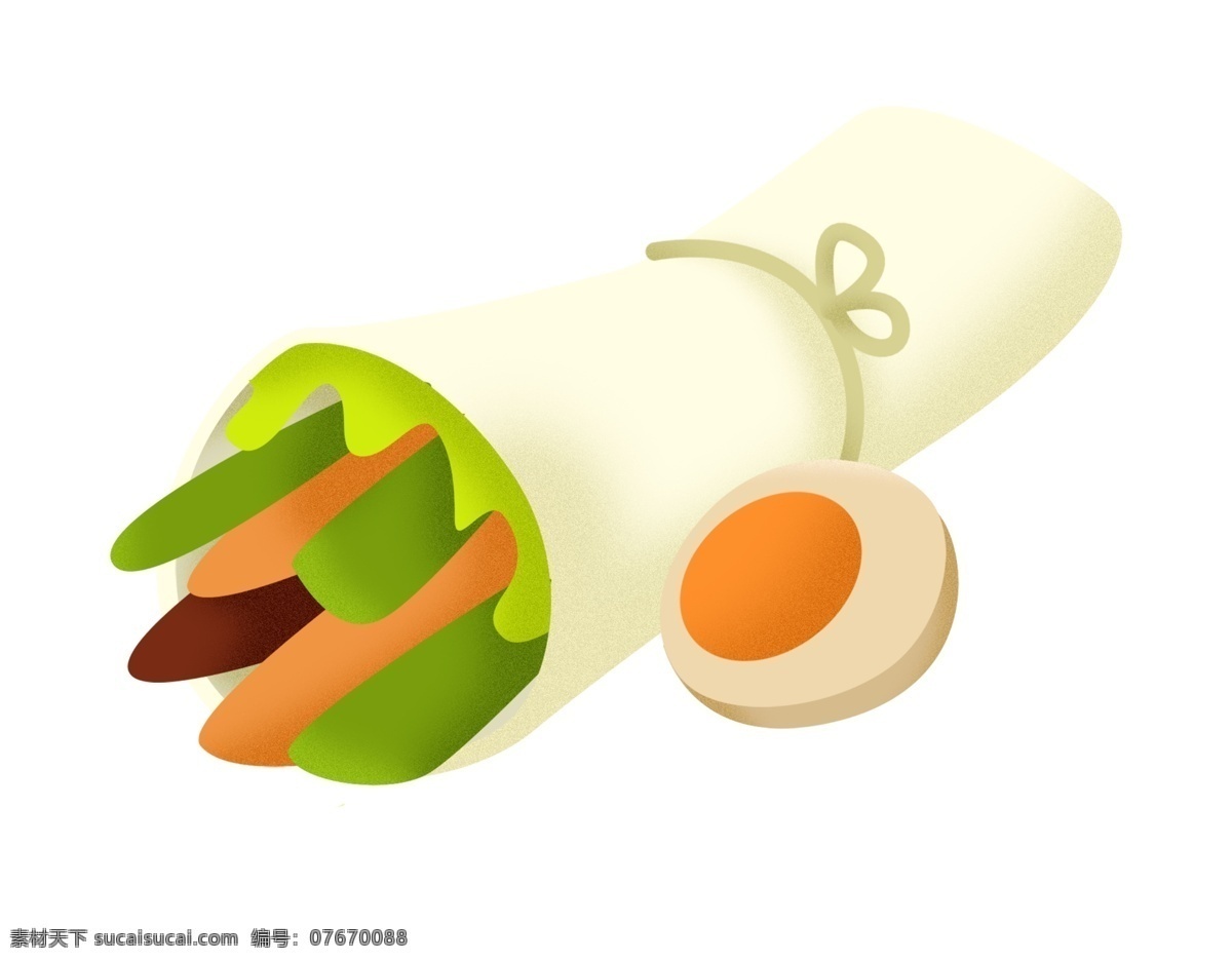 小丑 鸡蛋 卷饼 插画 白色的鸡蛋 卡通插画 小吃插画 美食插画 食物插画 食品插画 美味的卷饼