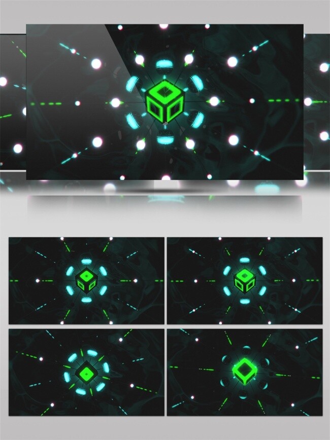 绿色 激光 魔方 动态 视频 光束 方块 前进隧道 光芒穿梭 炫酷回旋