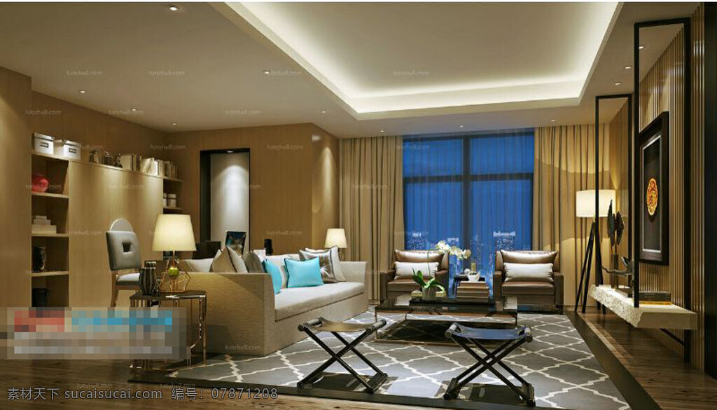 宽敞客厅修饰 时尚现代 电视机 沙发茶几 浪漫客厅 艺术设计