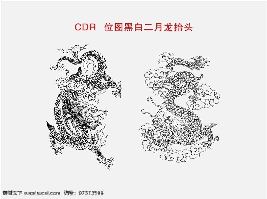 二月龙抬头 龙纹 黑白龙纹 cdrx4 位图 包装设计