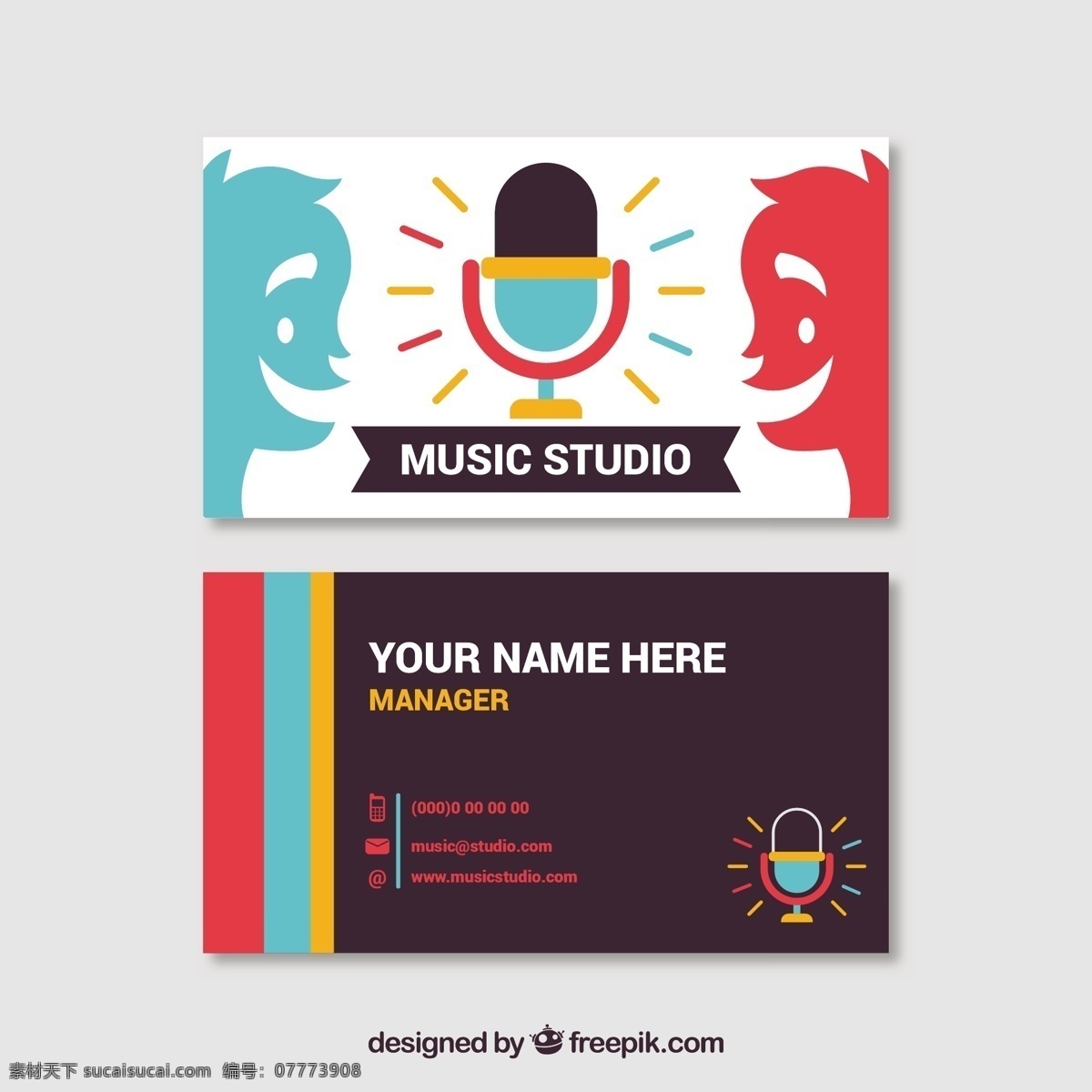 创意 音乐 工作室 卡 标志 名片 商务 抽象 办公室 模板 麦克风 演示 企业 公司 品牌 抽象标志 现代 文具 企业身份