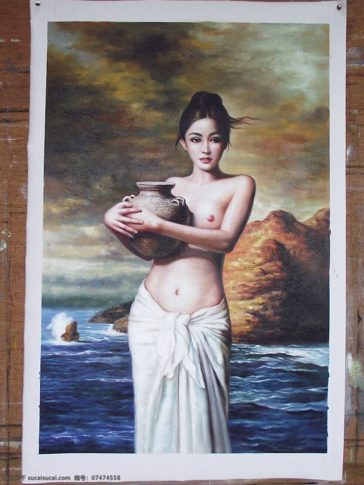 海边 女人 美术绘画 文化艺术 油画 边女人 家居装饰素材