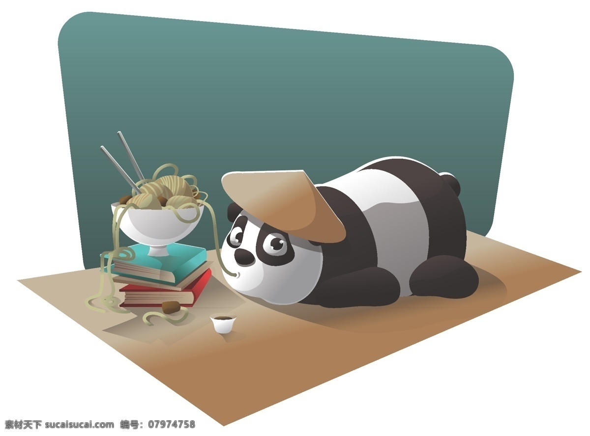 卡通 熊猫 卡通熊猫 动物 卡通动物 食物 书籍