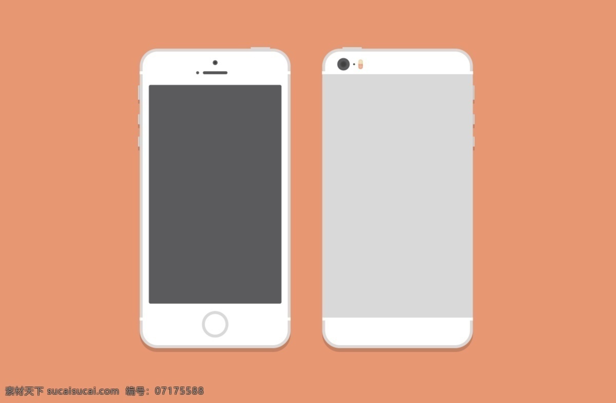 苹果5s样机 苹果5s 手机 手机样机模板 橙色