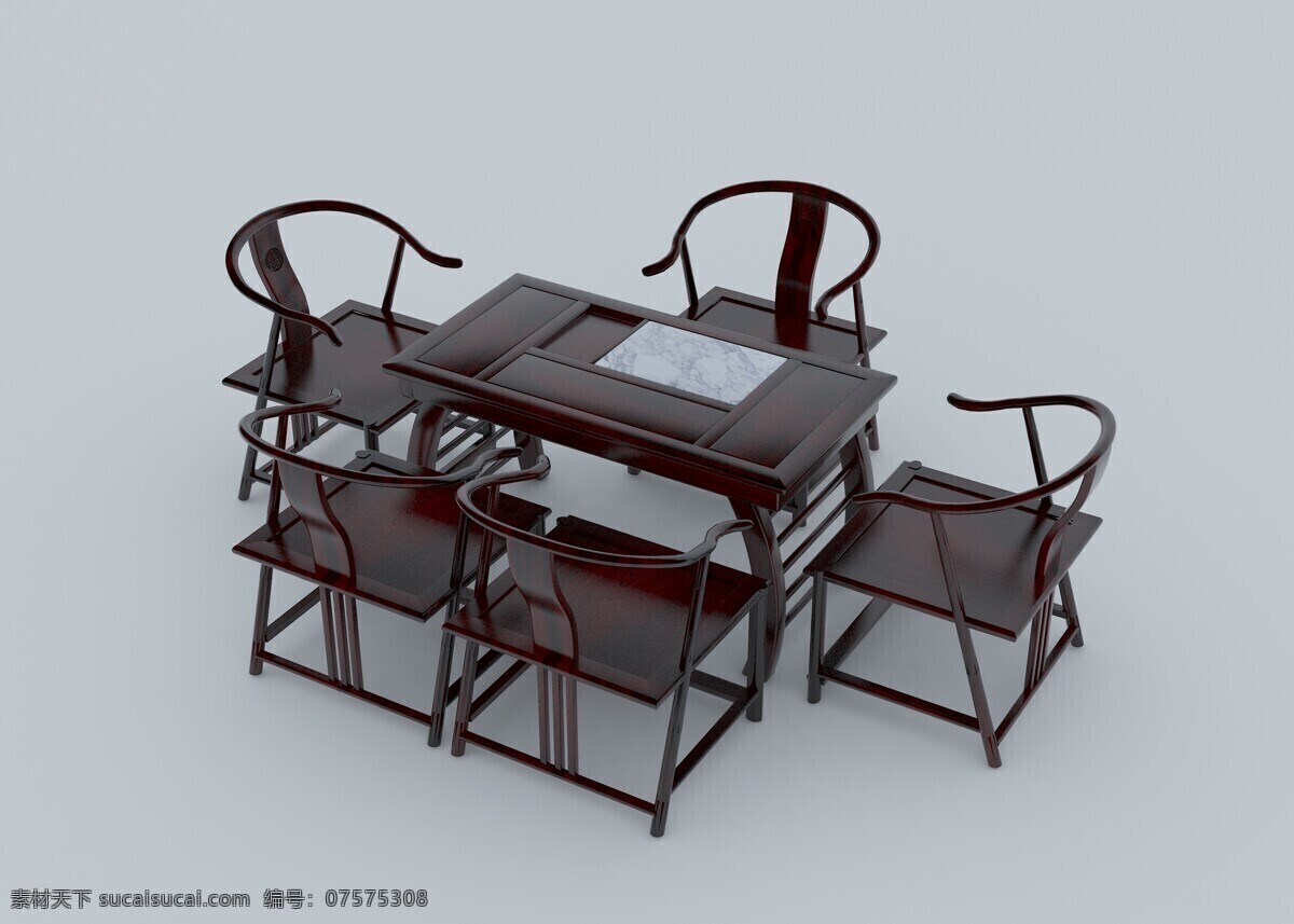 雅正 茶桌 3d 模型 模板 桌椅 茶 茶室 木制 建模