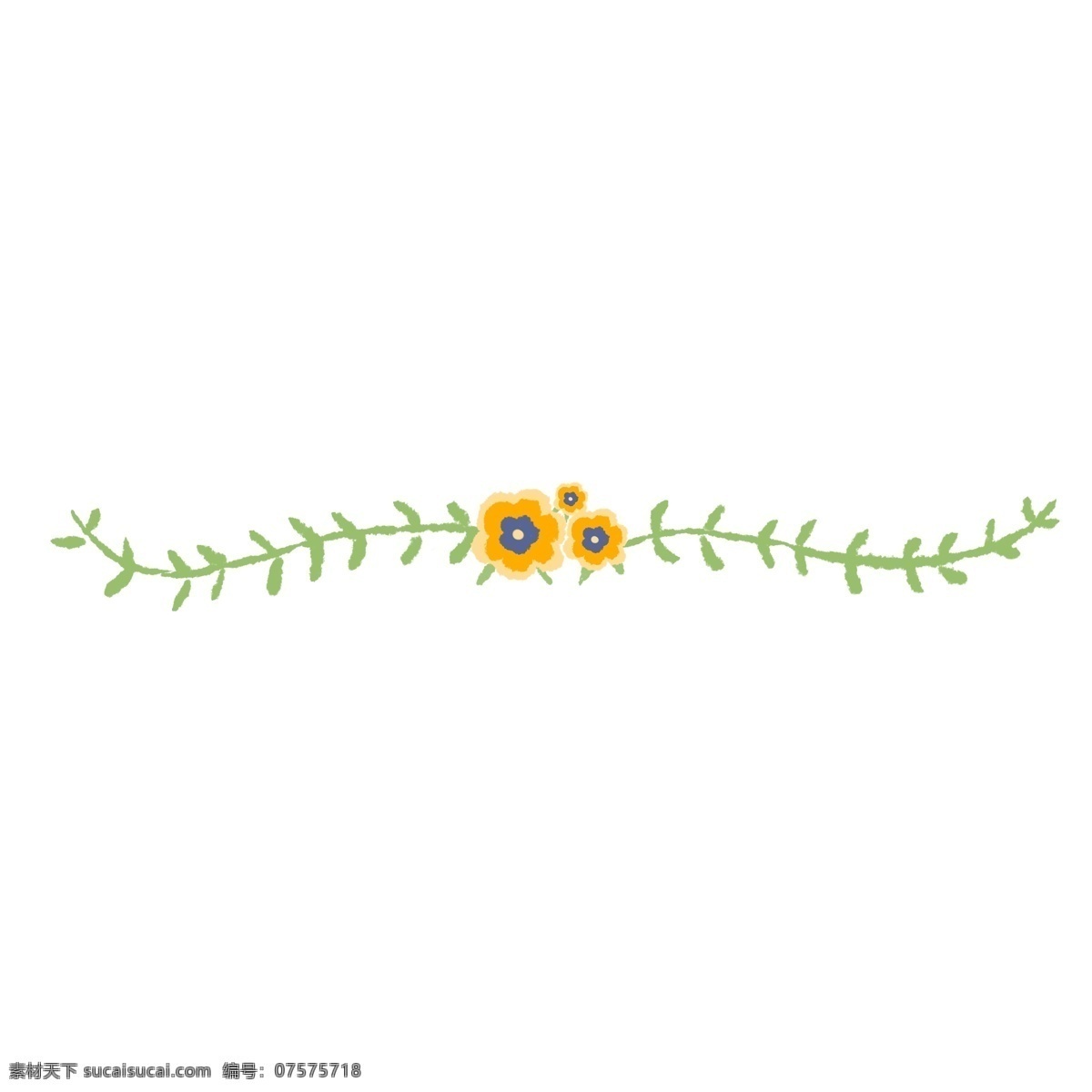 黄色 小花 分割线 插画 黄色的分割线 向日葵分割线 植物分割线 叶子分割线 分割线装饰 分割线插画