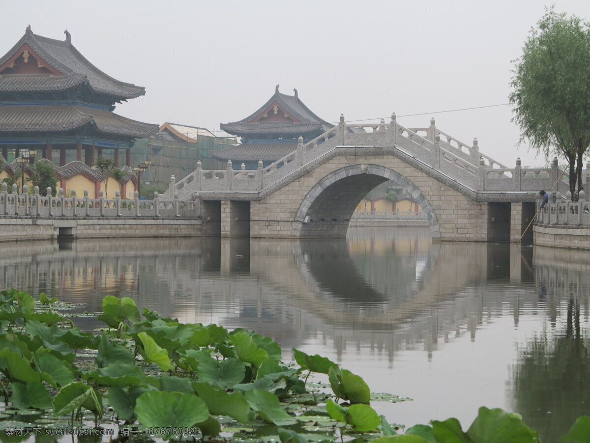 石桥 荷叶 风景 名胜 开封 小景 建筑景观 自然景观
