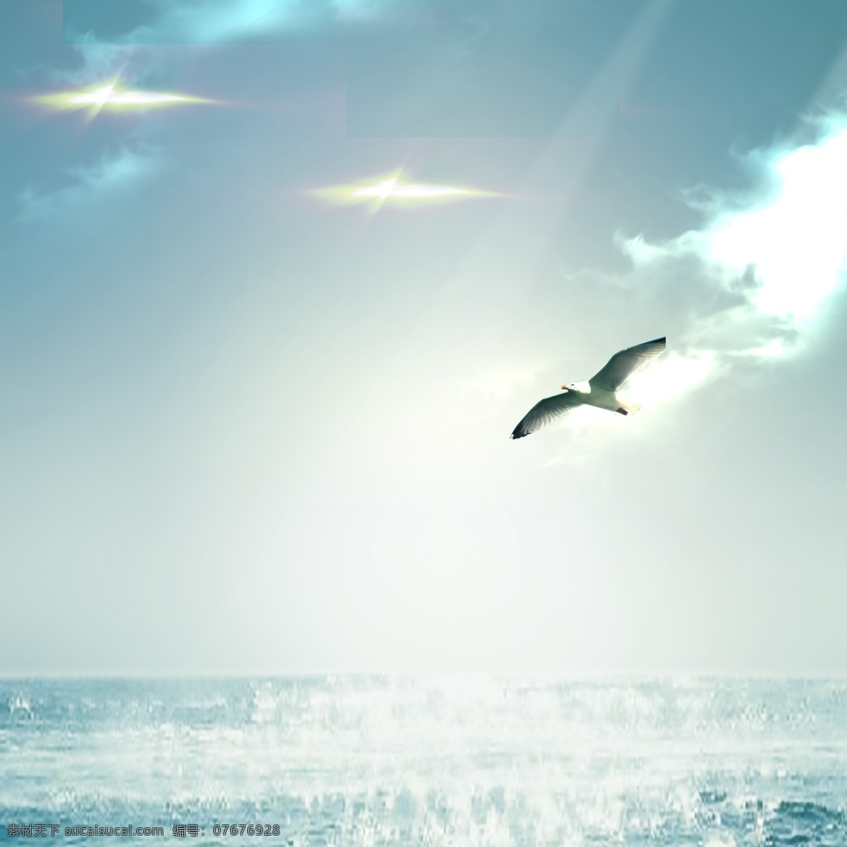 云朵 海鸥 高光 光线 湖面 湖面素材