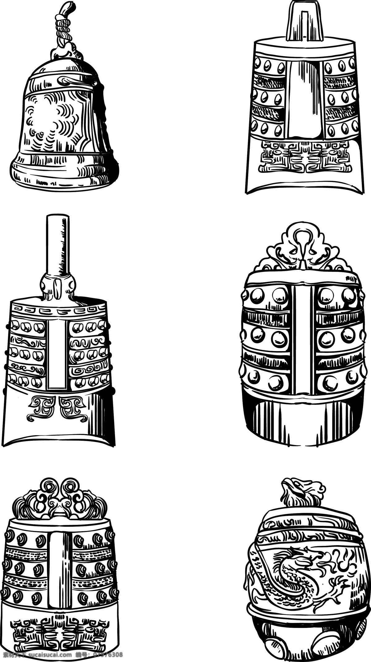 手绘 乐器 编钟 插画 手绘乐器 编钟插画 手绘编钟 手绘编钟插画 06元素