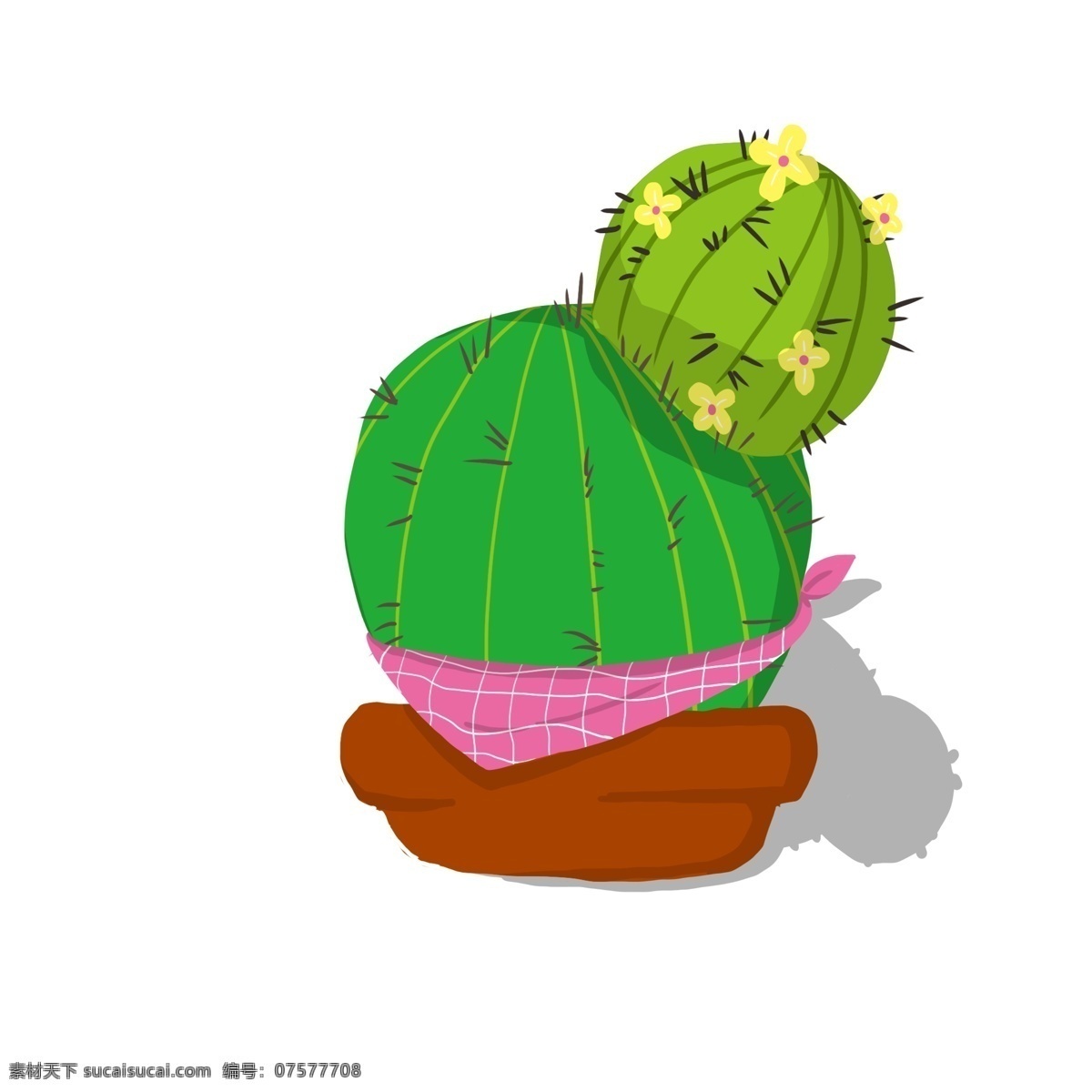 绿色 仙人掌 手绘 商用 植物 卡通 可爱