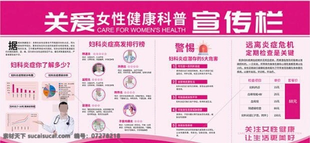 关爱女性 健康教育 宣传栏 关爱 女人 呵护 女性 健康 教育 展板模板