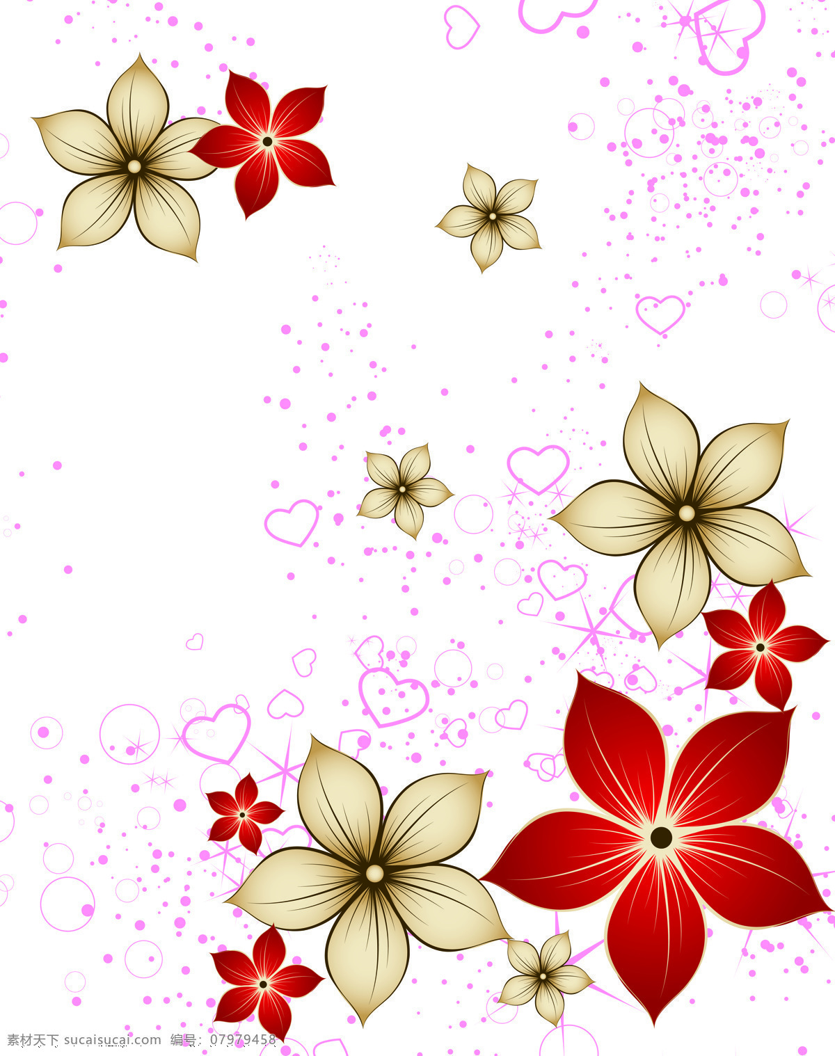 移门 花朵 心 底图 红花 梦幻 背景底纹 底纹边框