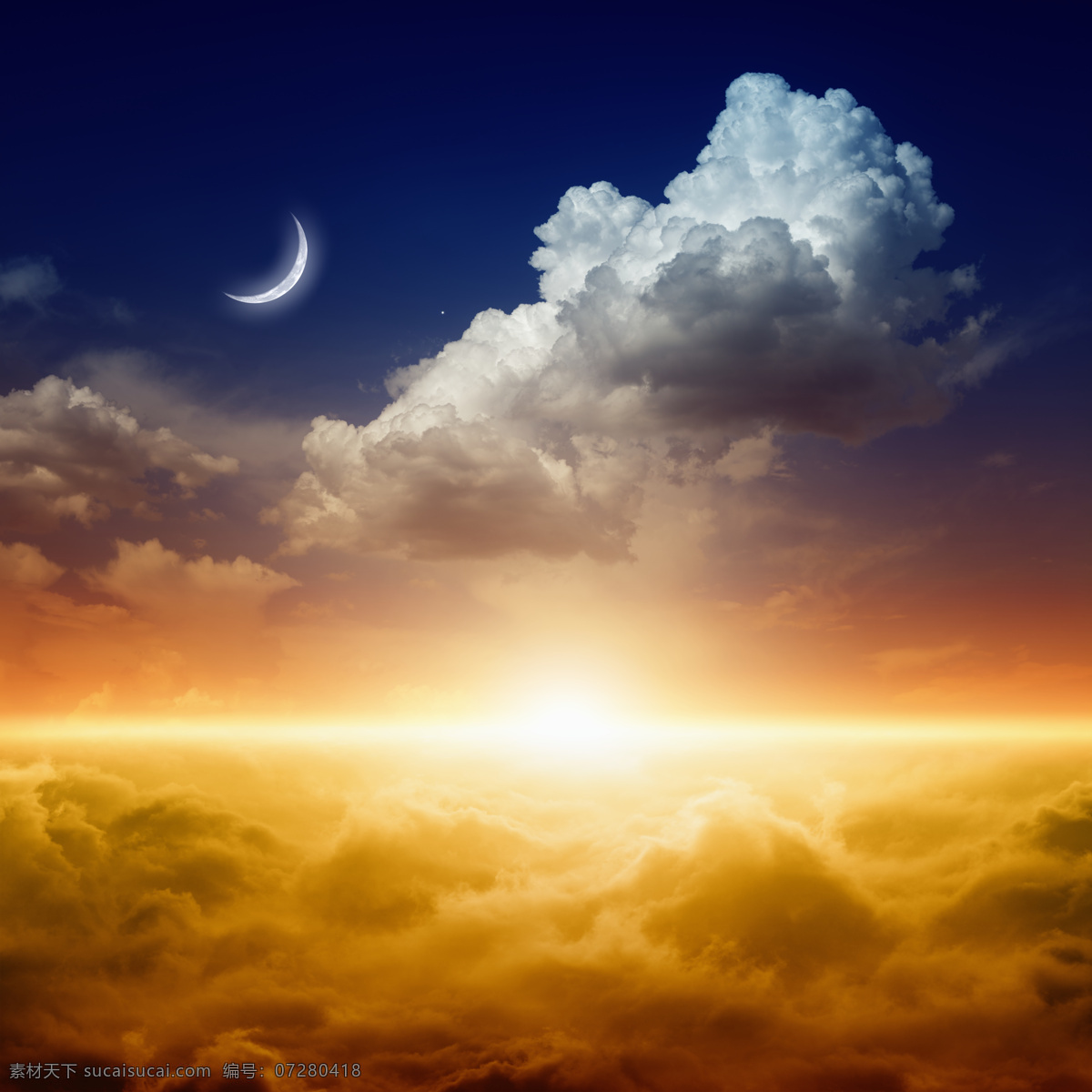 天空 中 地平线 月亮 乌云 背景 阳光 云朵 山水风景 风景图片