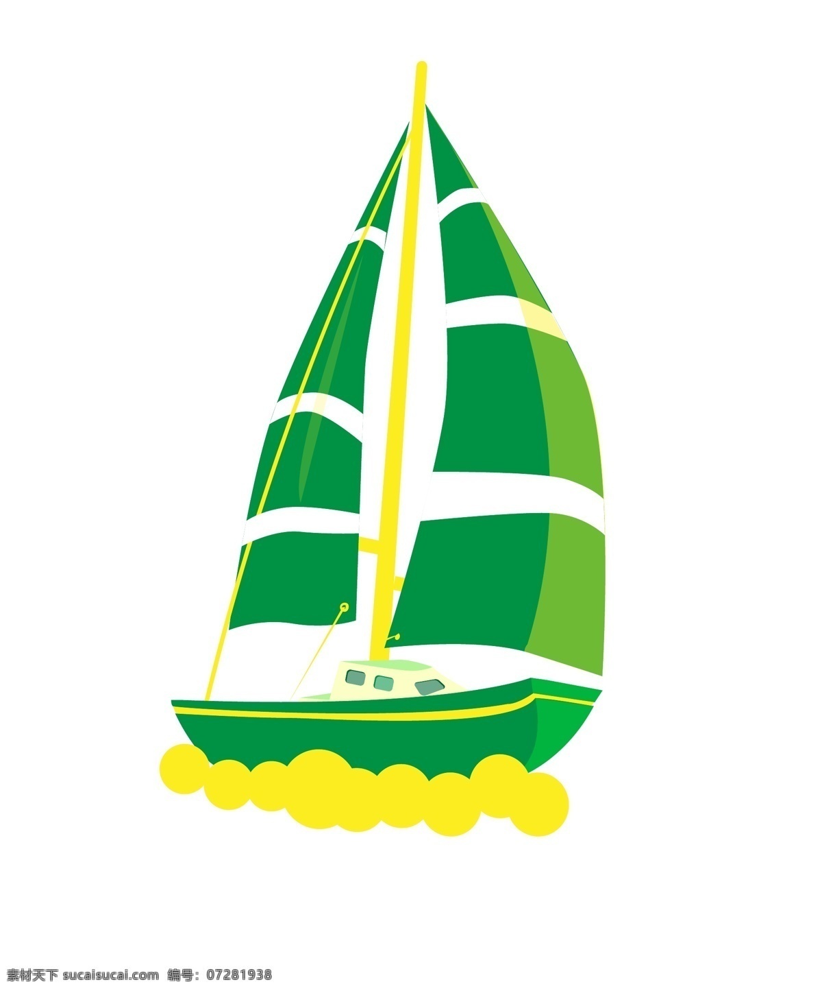 绿色航海帆船 帆船 船只 交通工具