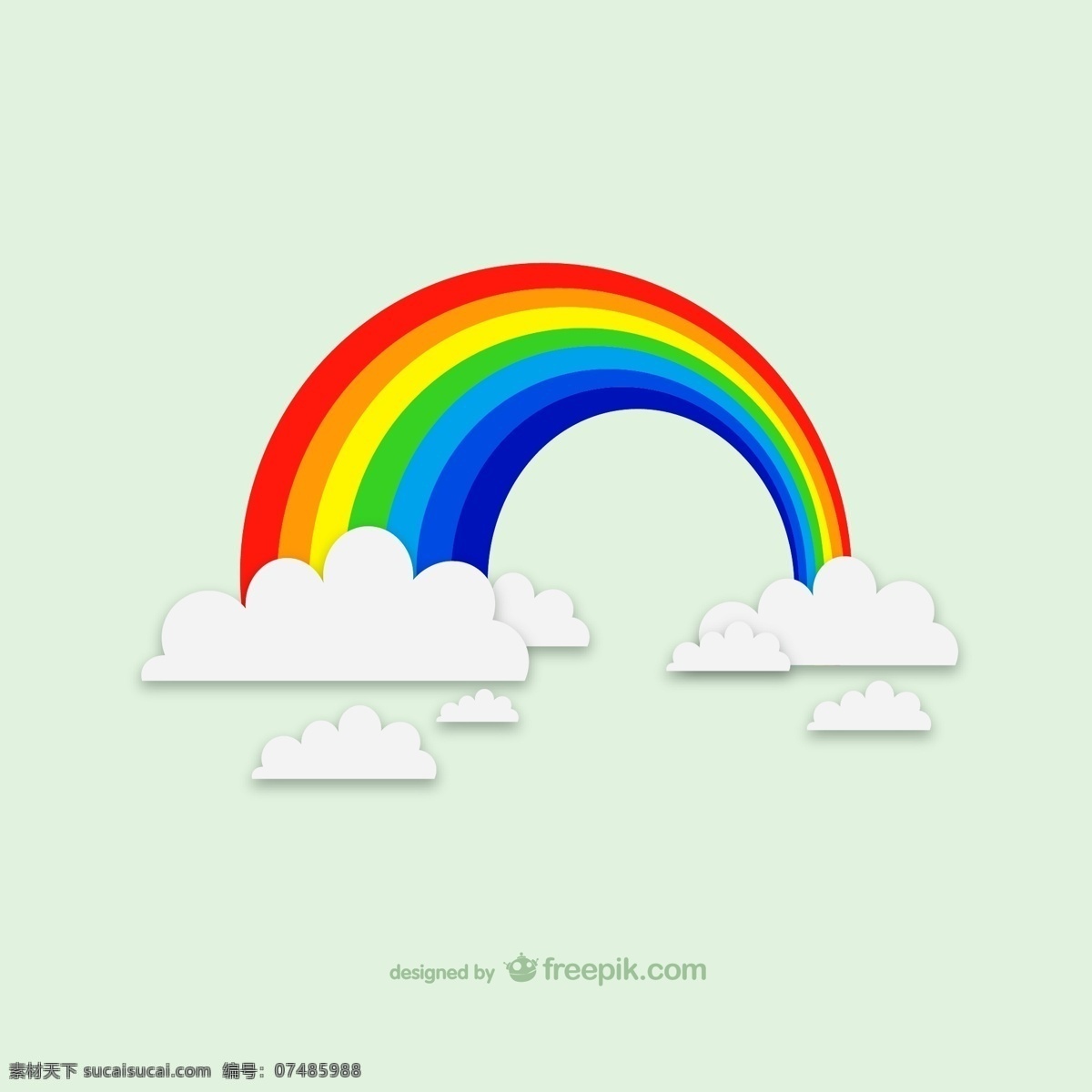 精致 彩虹 云朵 背景 矢量 卡通 矢量素材 动漫动画 风景漫画