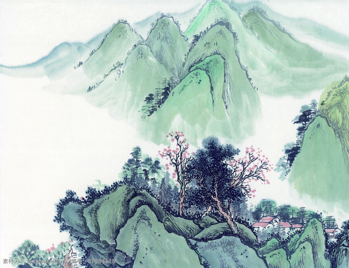 锦绣山河 水墨画 彩墨山水画 国画 国画山水 山水国画 中国画 写意画 装饰素材 山水风景画