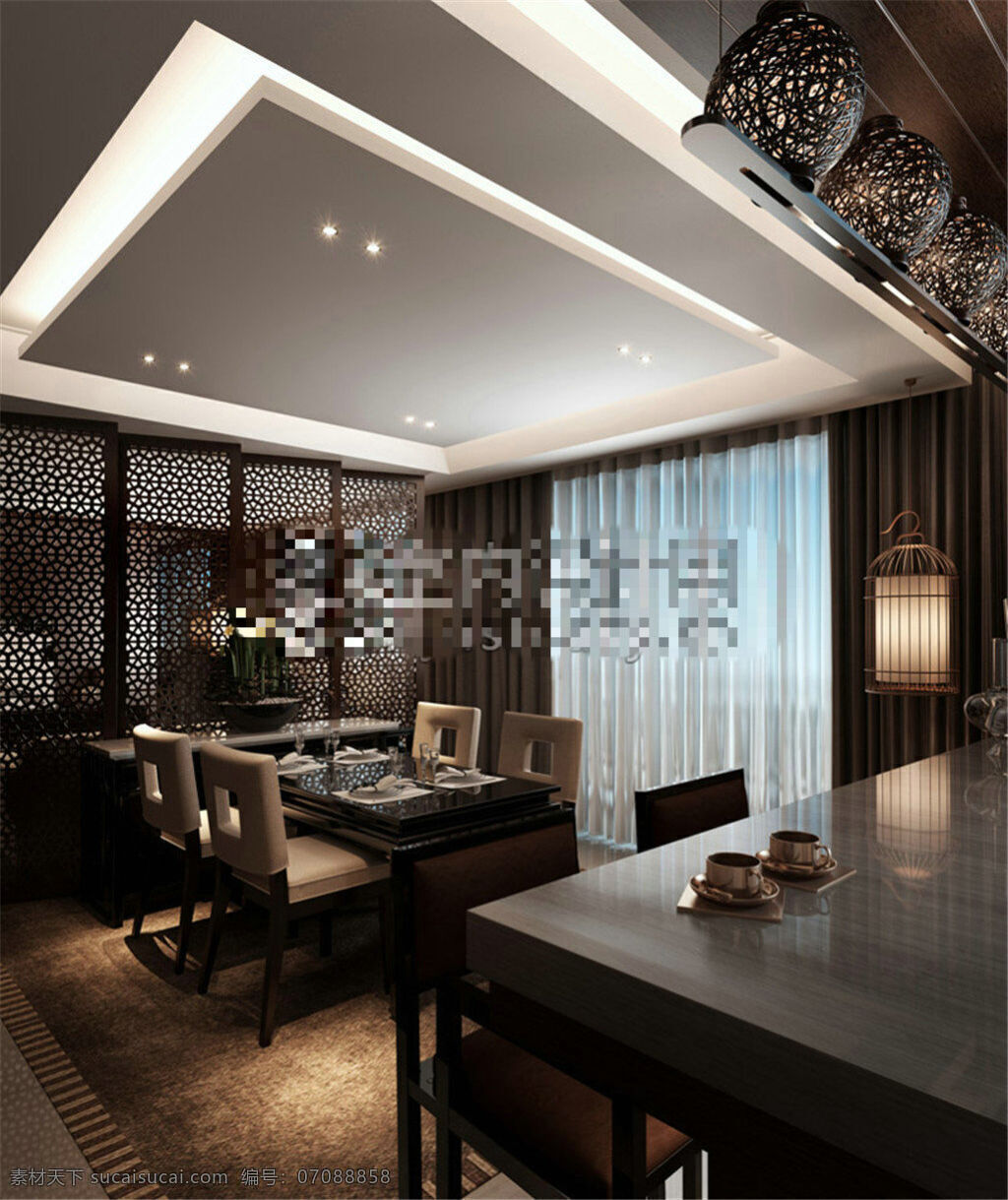 中式 餐厅 模型 室内设计 室内模型 室内装饰设计 模型素材 客厅 3d 3dmax 建筑装饰 客厅装饰 黑色