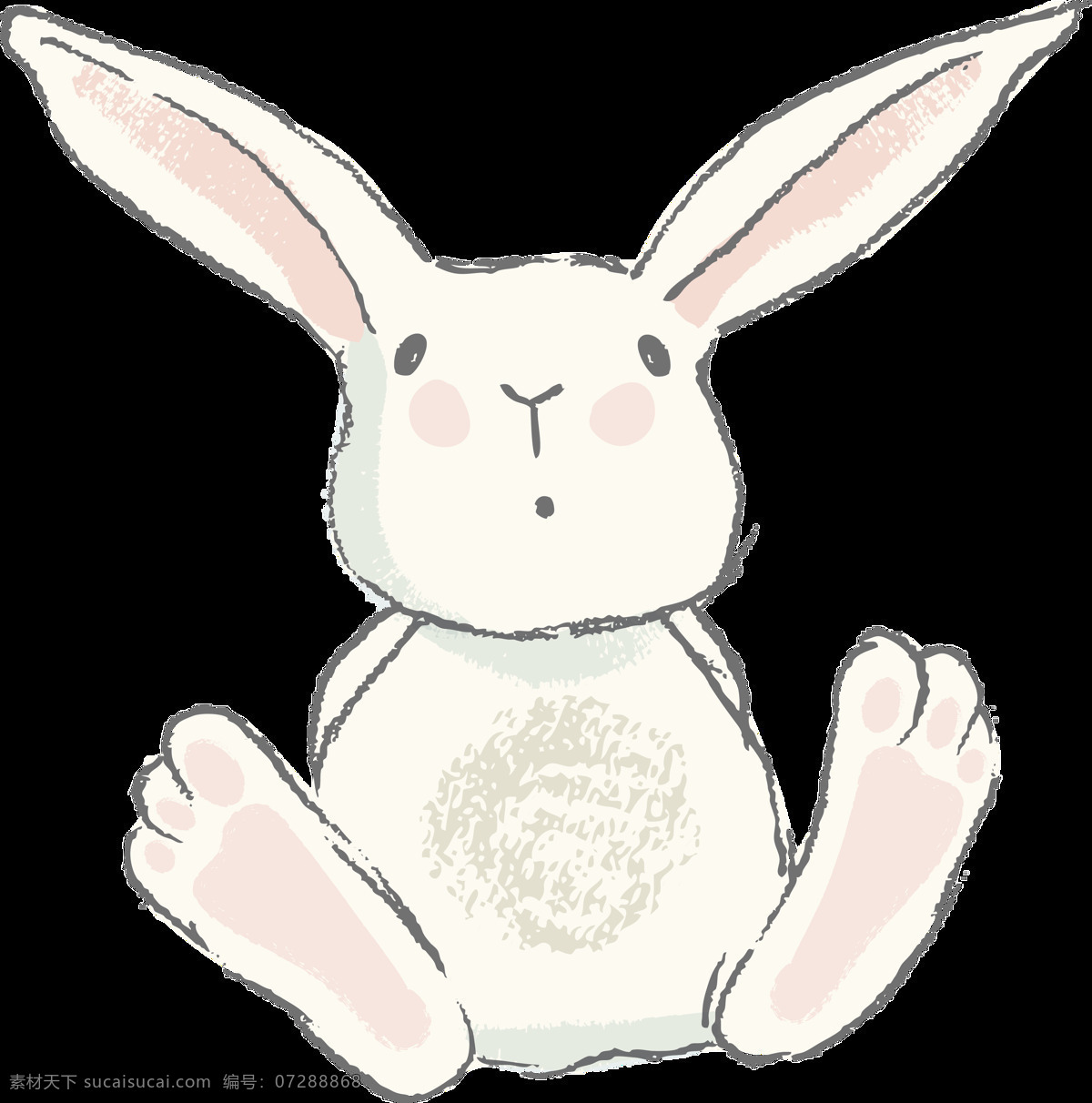 白色 水彩 可爱 兔子 卡通 透明 装饰 抠图专用 设计素材