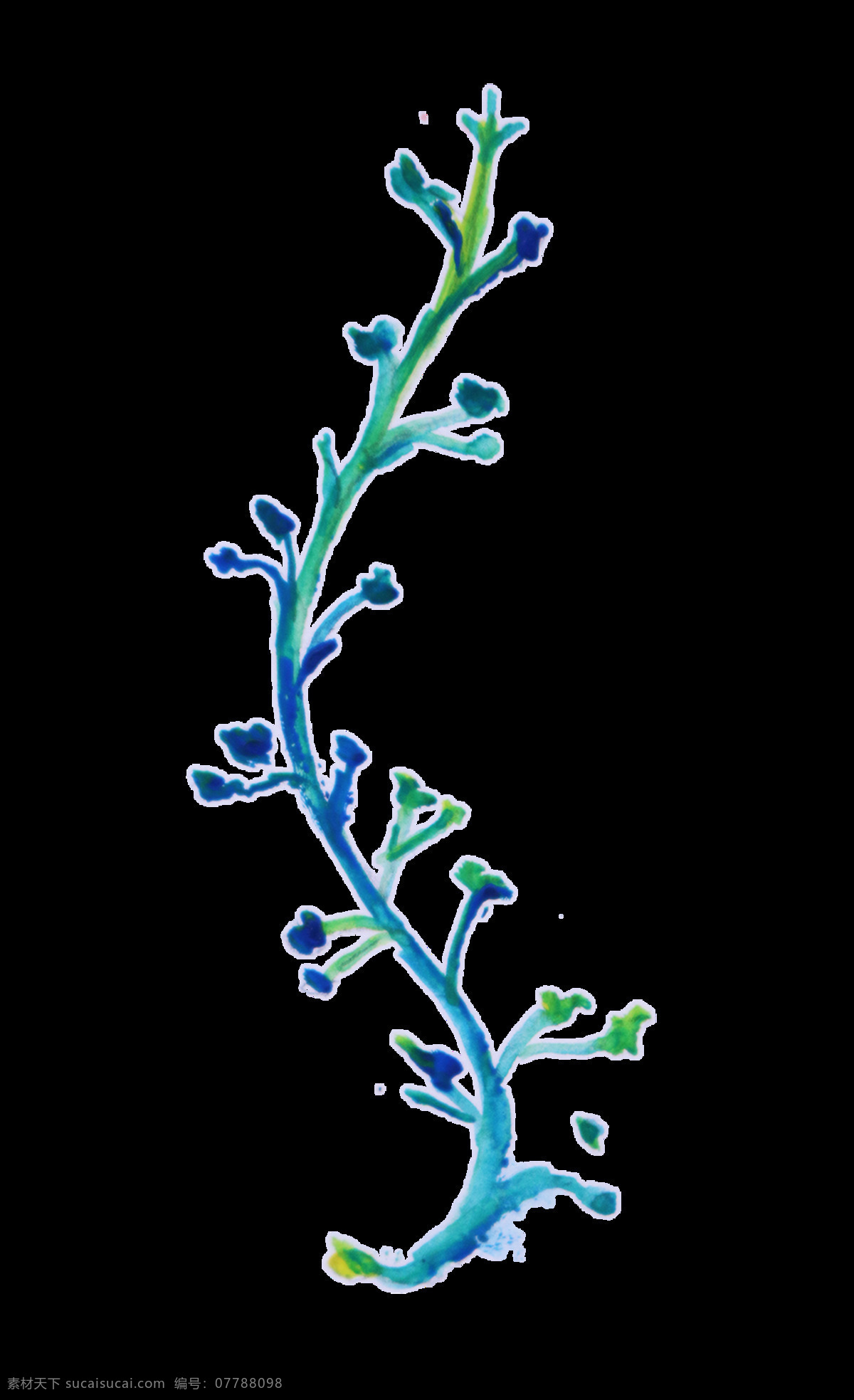 漫长 枝叶 透明 装饰 蓝色 免扣素材 树叶 透明素材 装饰图案