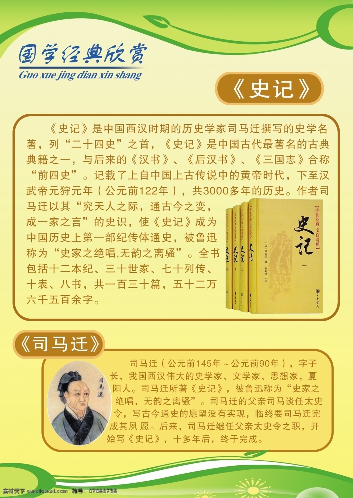 史记展版 高清 史记介绍 人物照 黄色