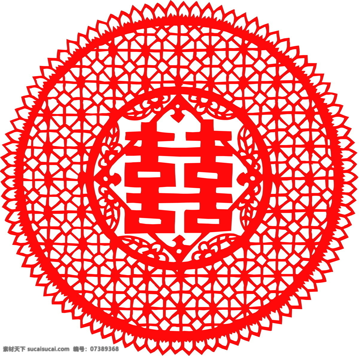 红双喜 囍 民俗剪纸 中国传统 矢量素材 设计素材 中华图典 矢量图库 红色