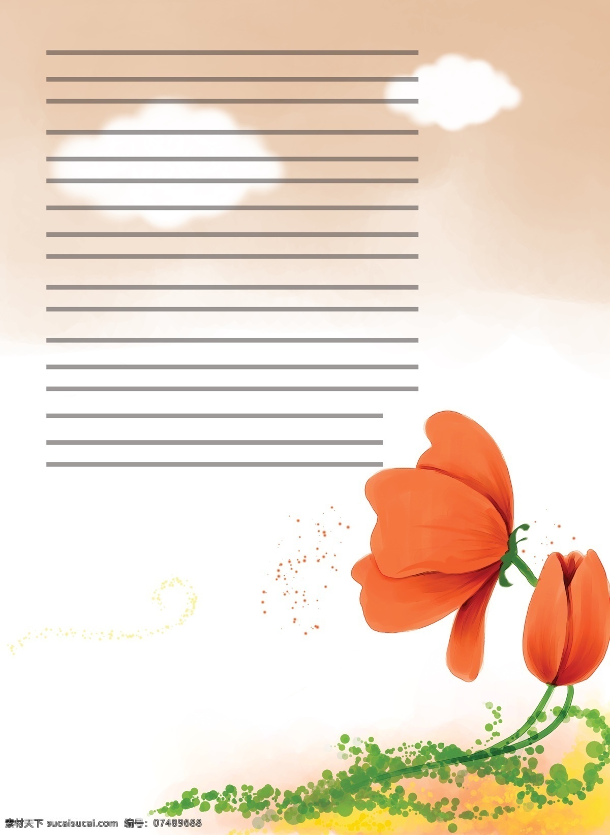 插画 广告设计模板 红 花瓣 花草 卡通 玫瑰 明信片 模板下载 信纸 其他模版 源文件 psd源文件