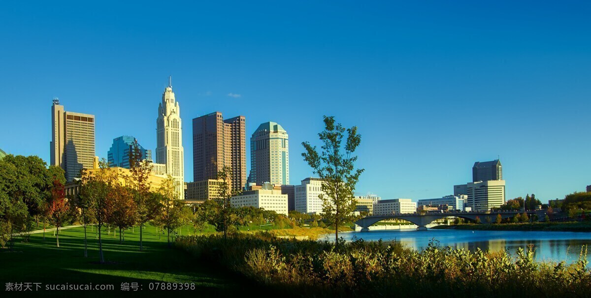 美丽 城市 风景 建筑 蓝天 美景 草地 河流 高楼 建筑景观 自然景观