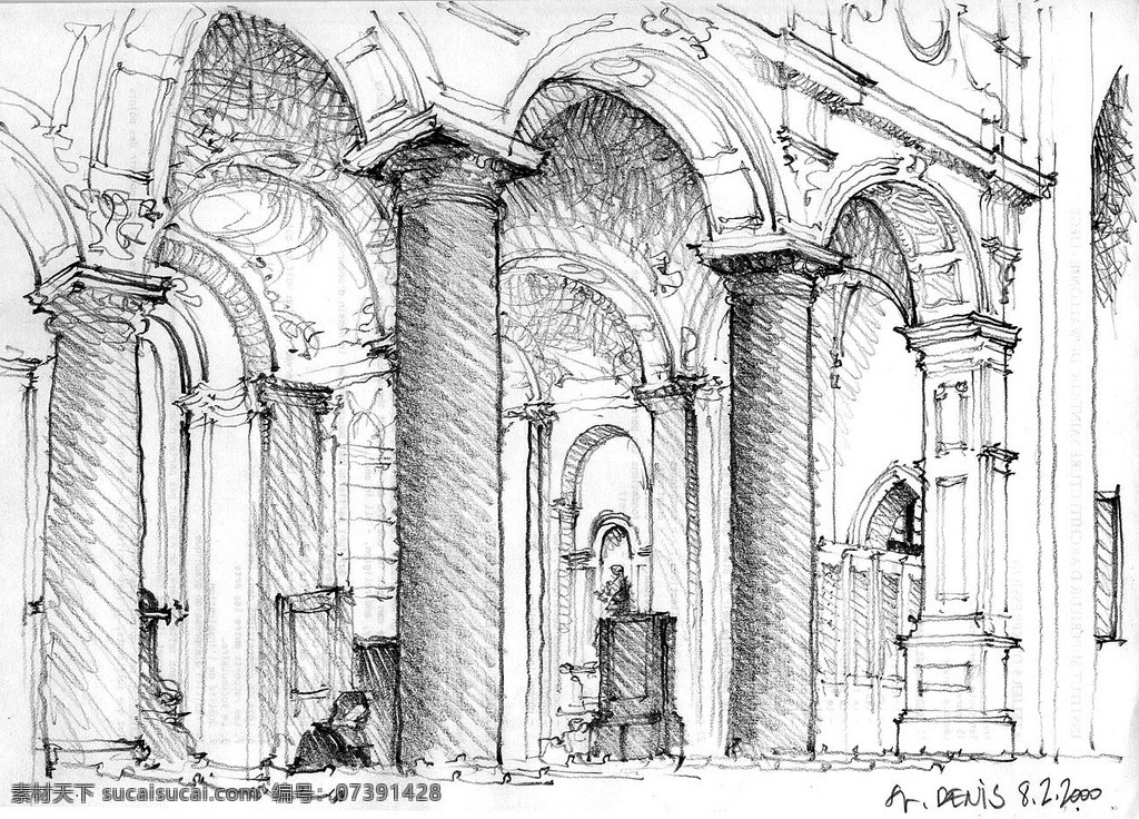 罗马柱 建筑 效果图 平面图 手绘图 图纸 城堡 建筑施工图 建筑平面图 欧式建筑 建筑效果图