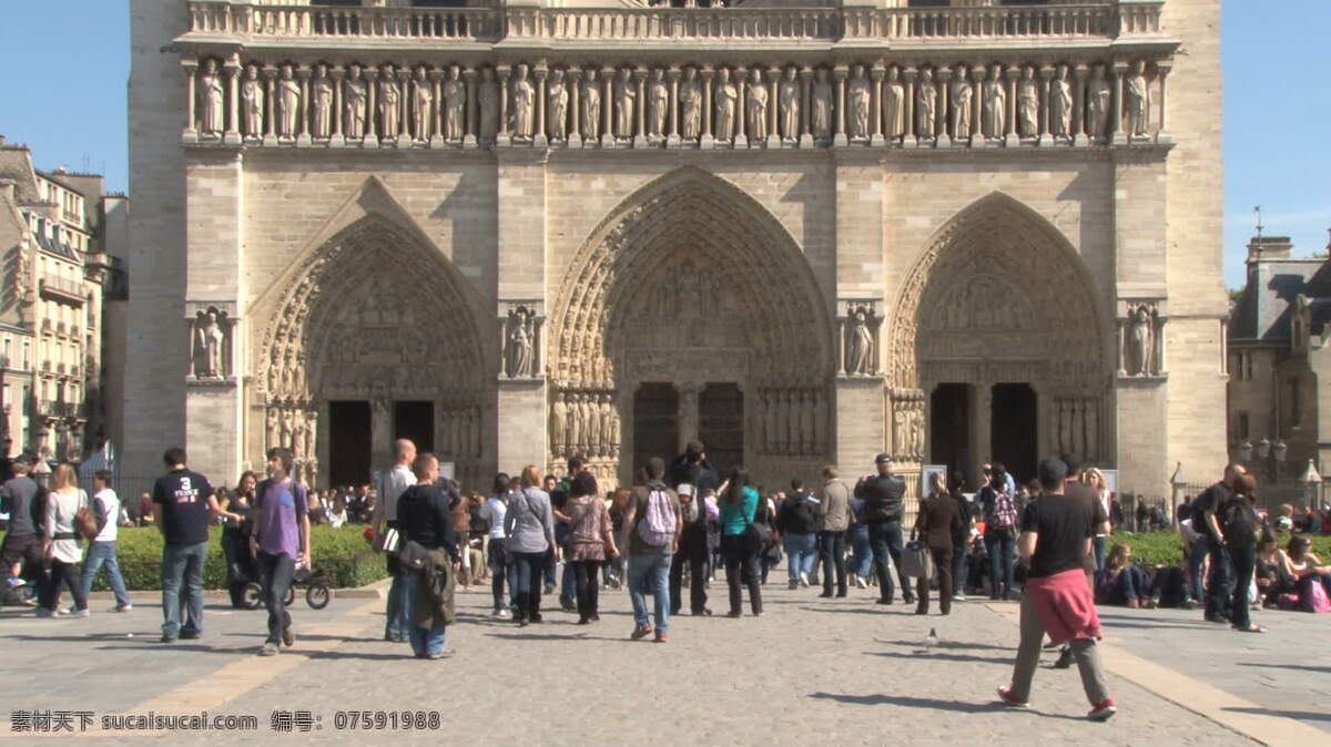 巴黎圣母院 股票 视频 前 游客 巴黎 法国 法国巴黎 教堂 圣母 视频免费下载 圣母院 美丽的建筑 其他视频