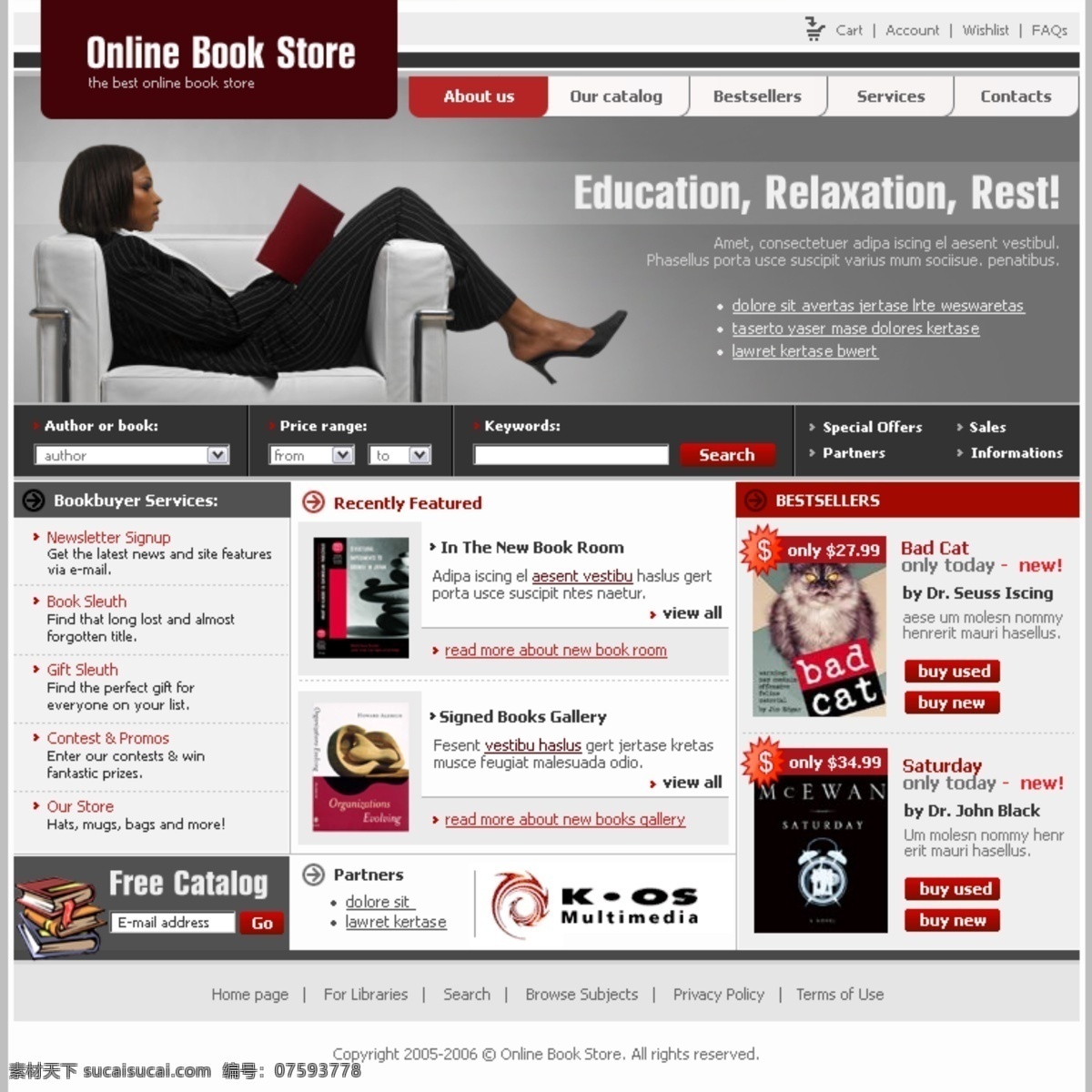 在线 书店 网页模板 网页 网页素材